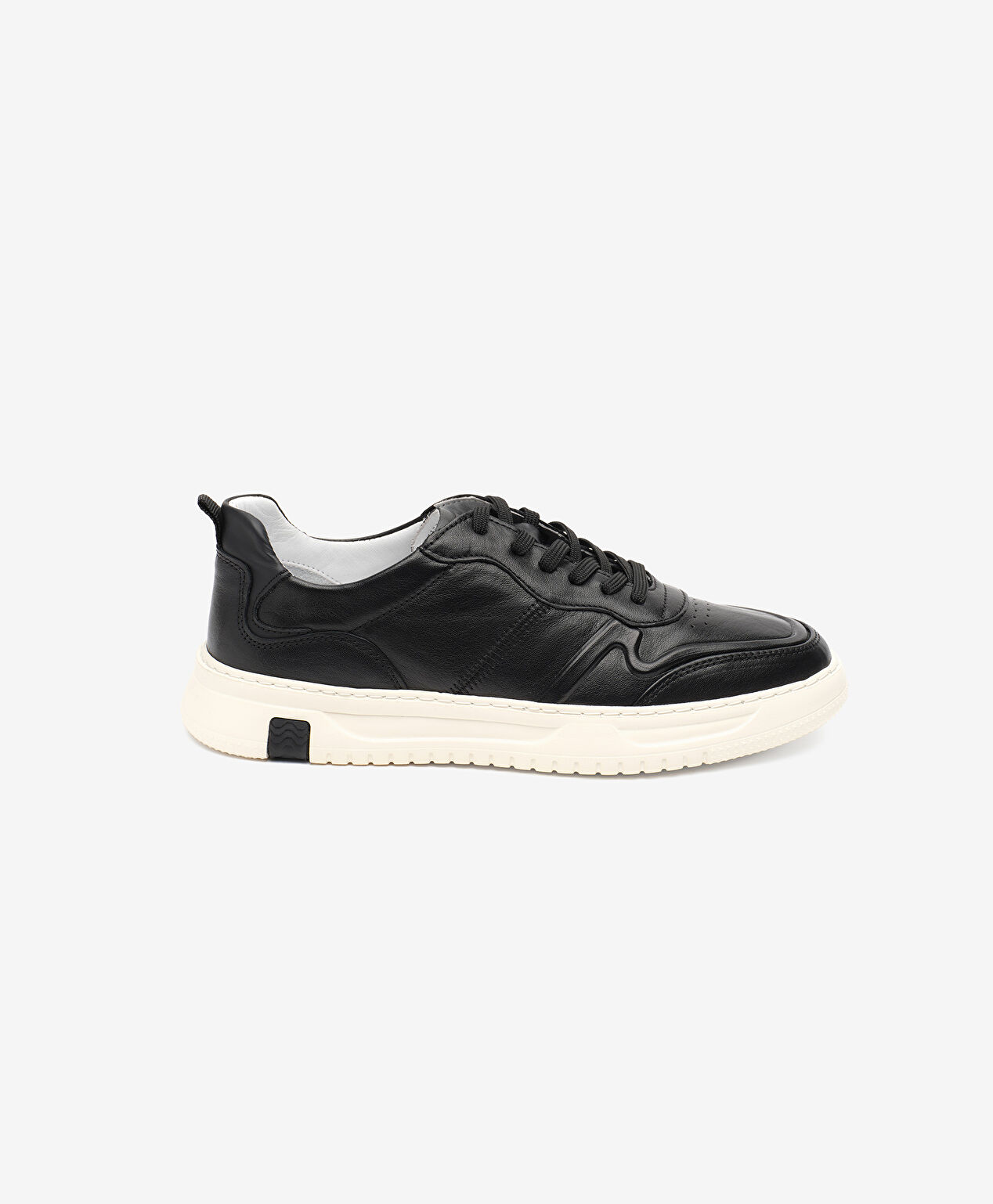 Erkek Siyah Ekru Hakiki Deri Sneaker Ayakkabı - 1