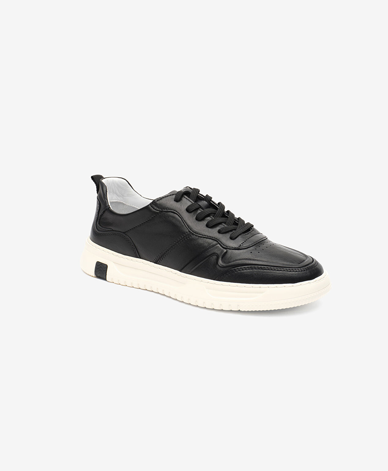 Erkek Siyah Ekru Hakiki Deri Sneaker Ayakkabı - 2