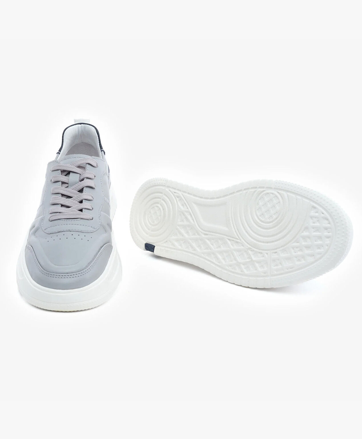 Erkek Açık Gri Hakiki Deri Sneaker Ayakkabı - 6
