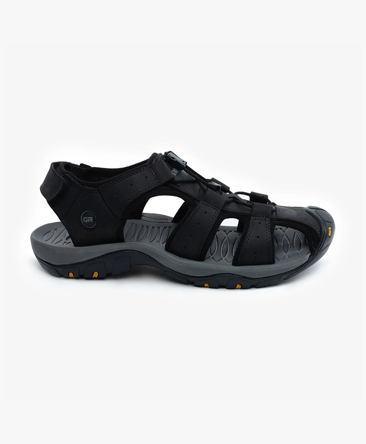 Erkek Siyah Hakiki Deri Sandalet - 1