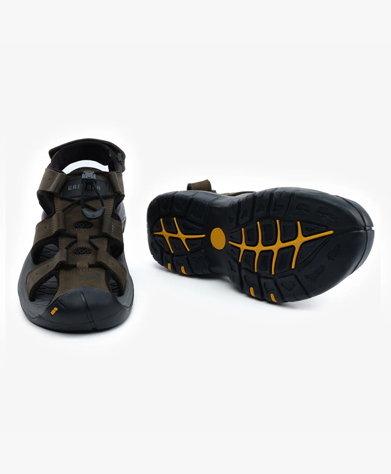 Erkek Kahverengi Hakiki Deri Sandalet - 6