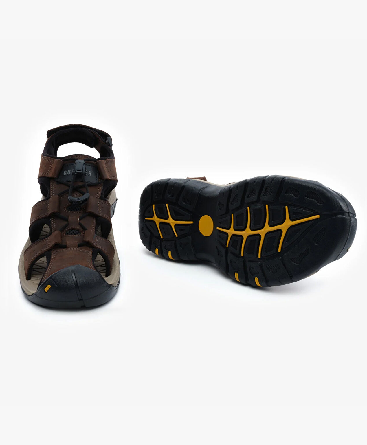 Erkek Haki Hakiki Deri Sandalet - 6