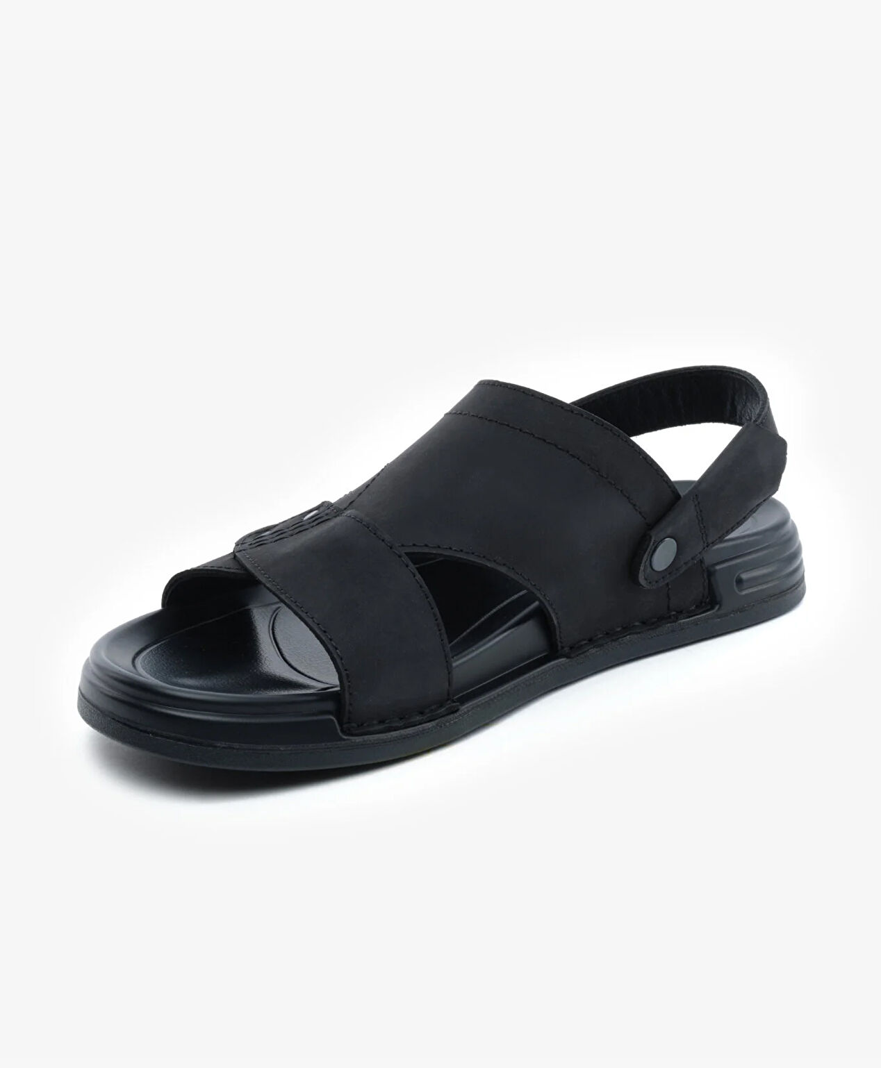 Erkek Siyah Hakiki Deri Sandalet - 3