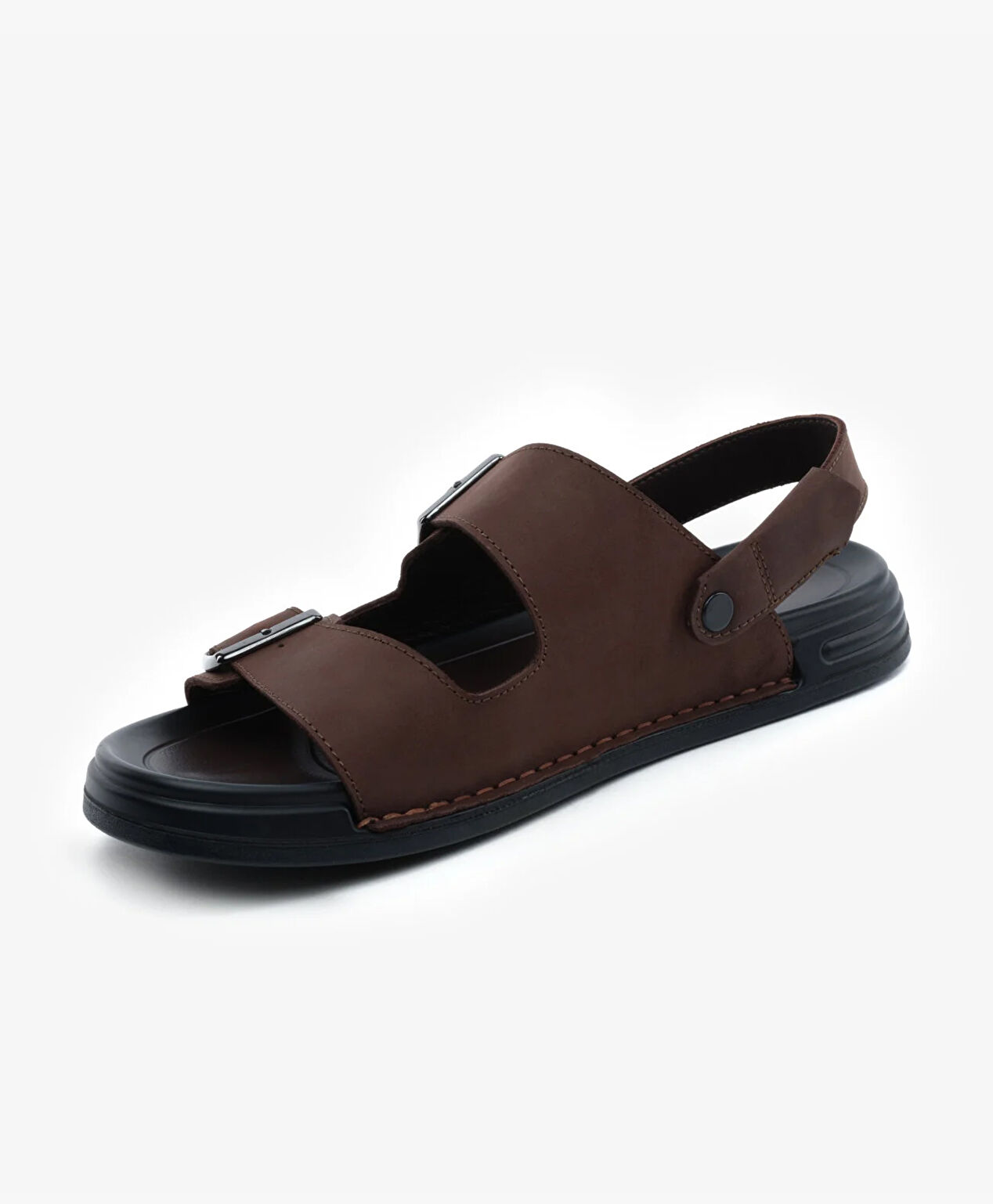 Erkek Kahverengi Hakiki Deri Sandalet - 3