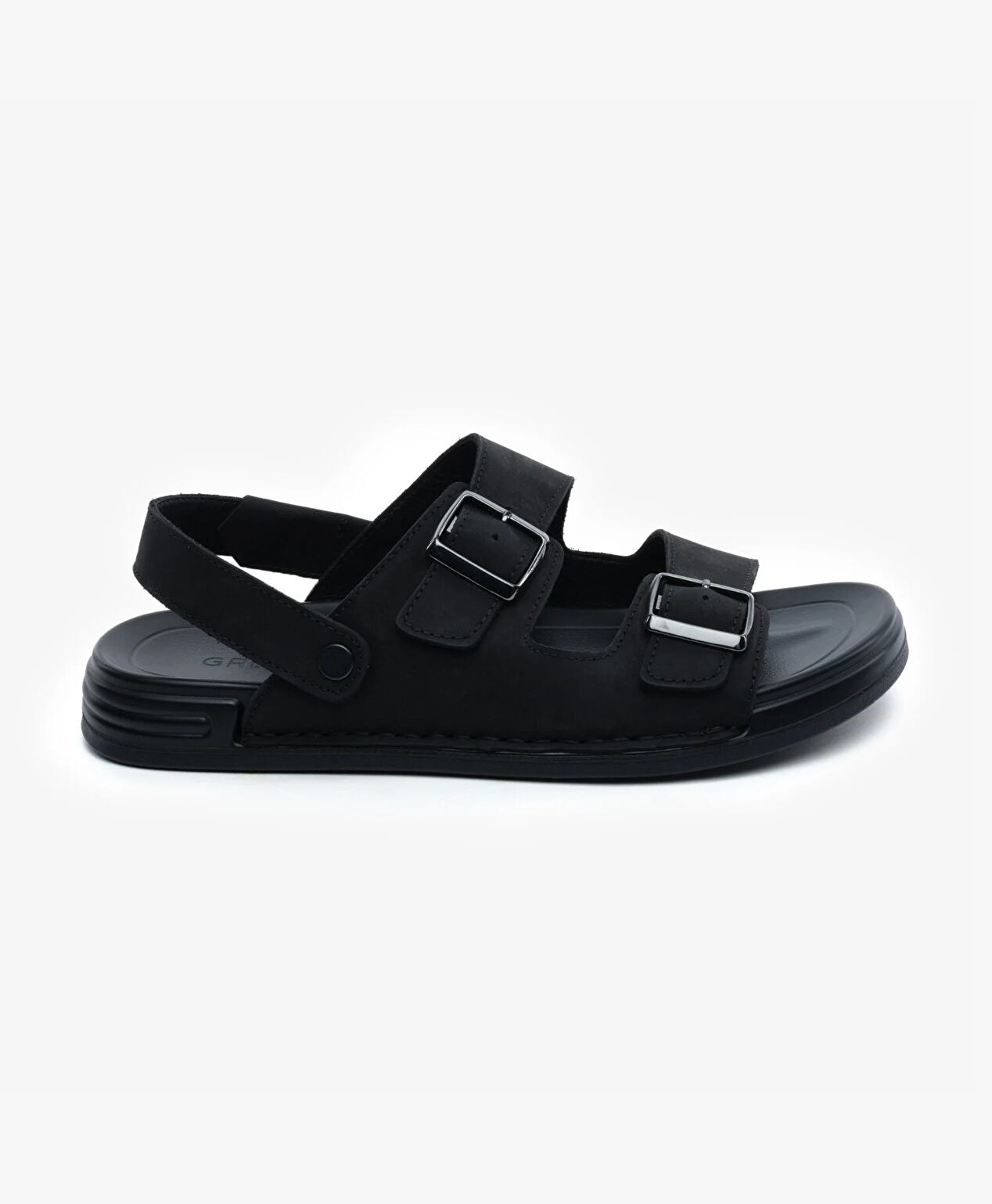 Erkek Siyah Hakiki Deri Sandalet - 1