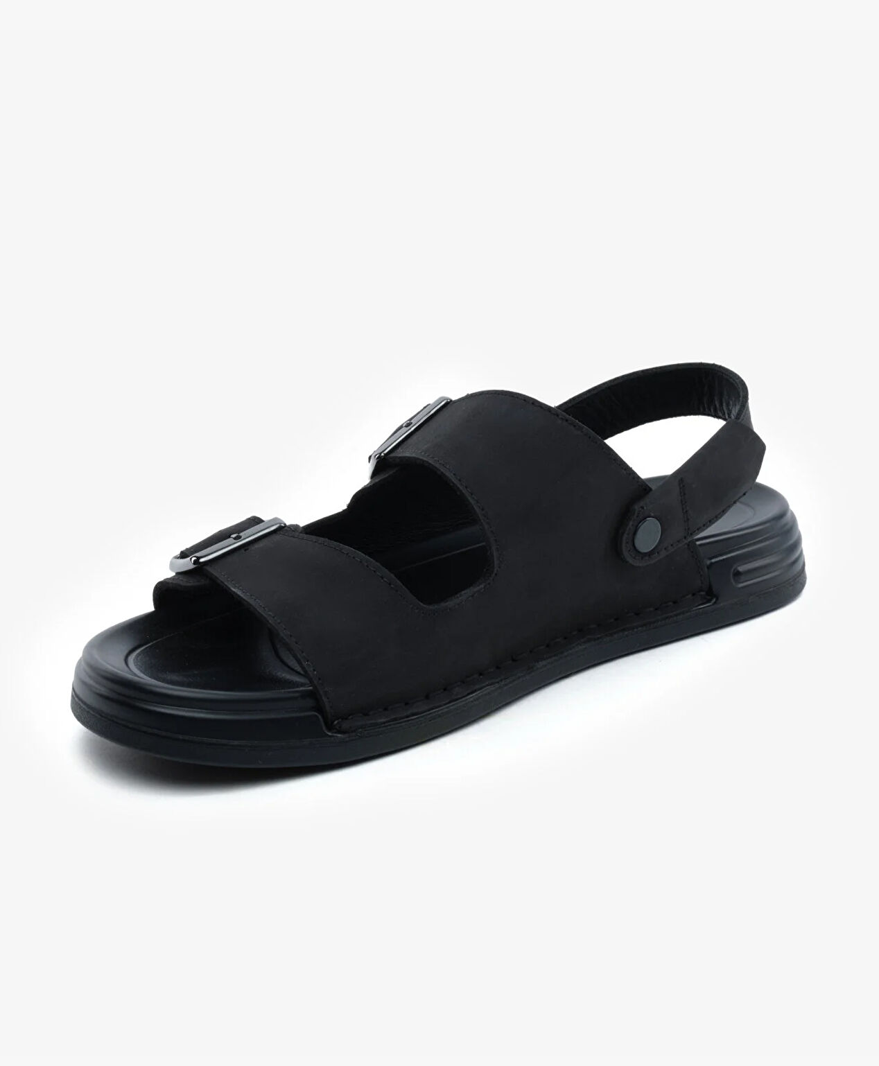 Erkek Siyah Hakiki Deri Sandalet - 3