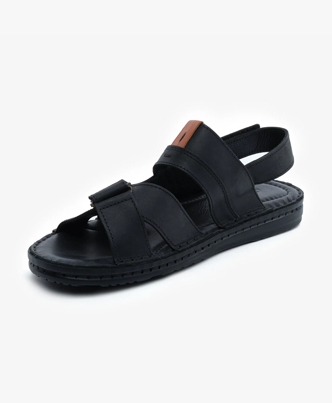 Erkek Siyah Hakiki Deri Sandalet - 3