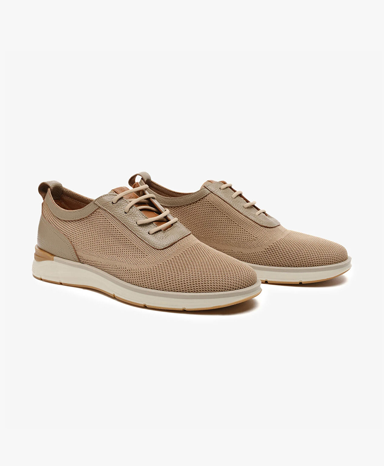 Erkek Bej Hakiki Deri Sneaker Ayakkabı - 3
