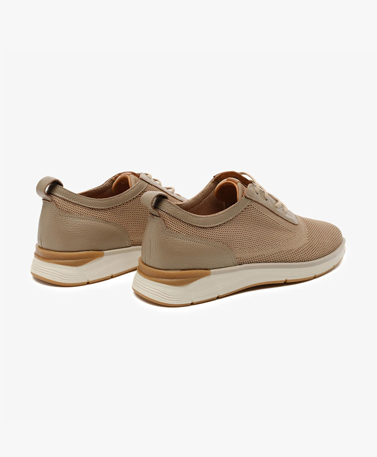 Erkek Bej Hakiki Deri Sneaker Ayakkabı - 4