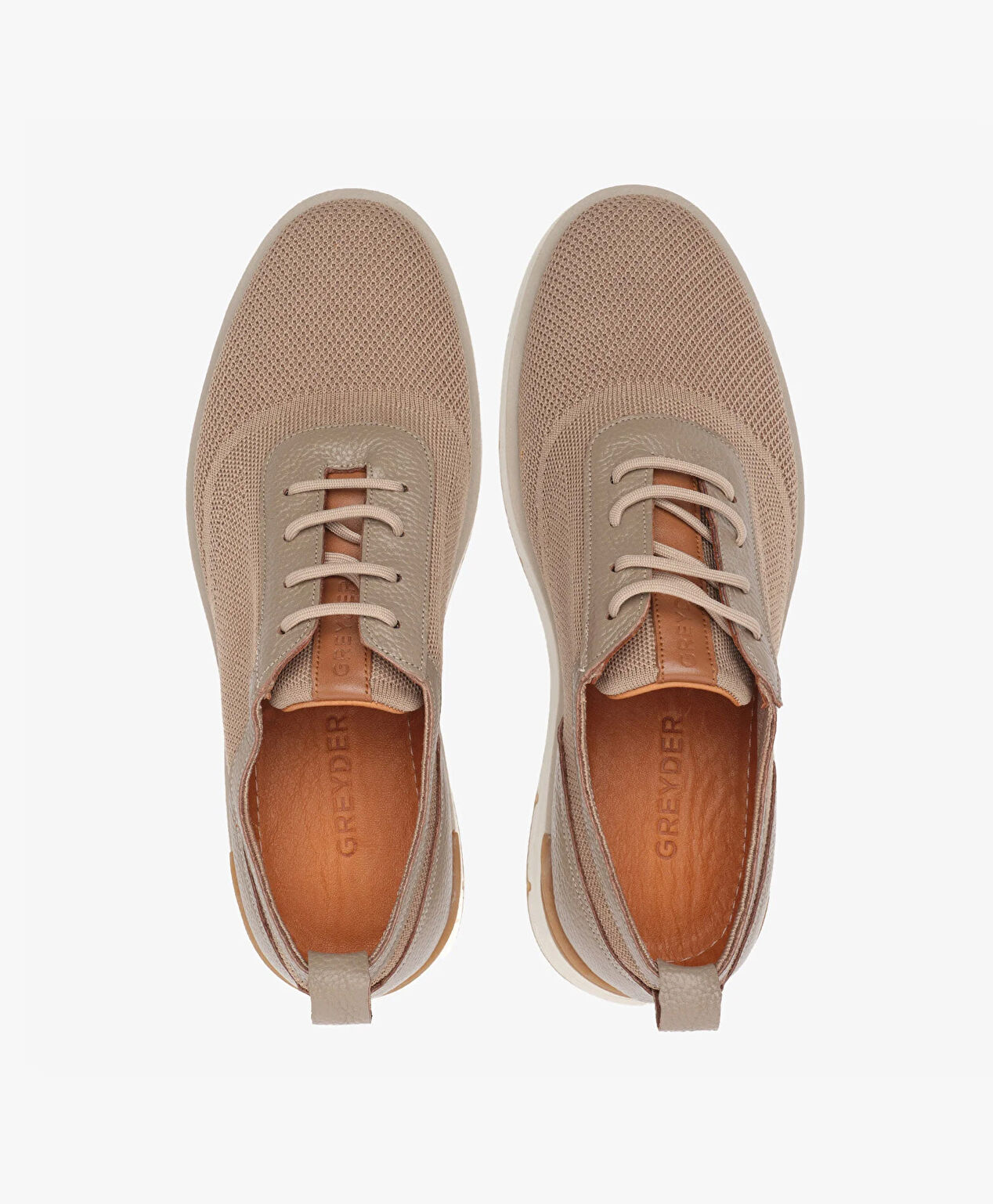 Erkek Bej Hakiki Deri Sneaker Ayakkabı - 5