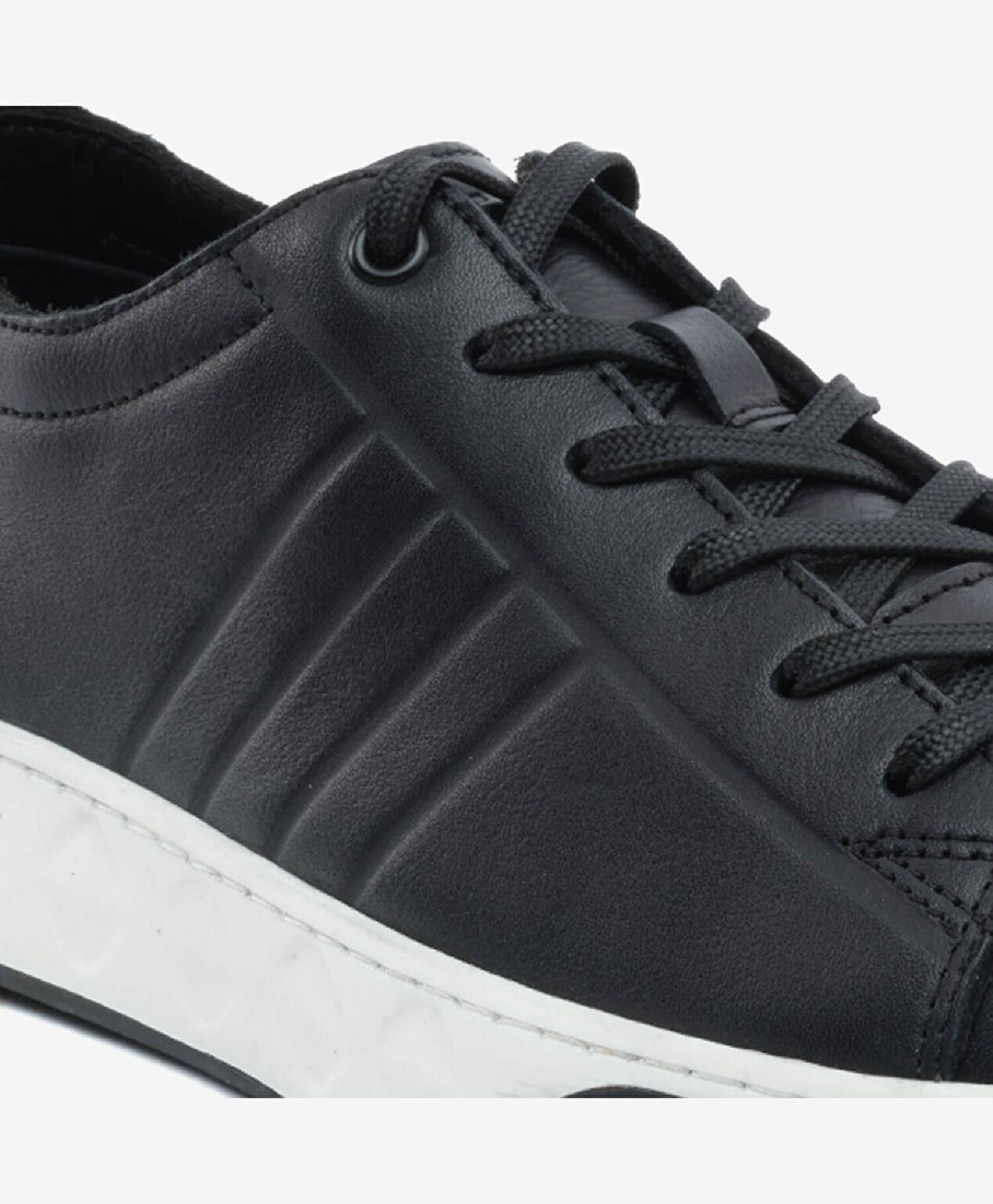 Erkek Siyah Hakiki Deri Sneaker Ayakkabı - 5