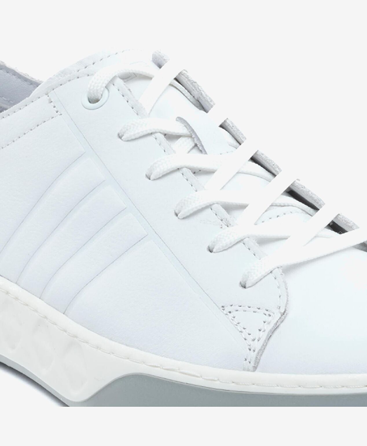 Büyük Beden Erkek Beyaz Hakiki Deri Sneaker Ayakkabı - 5