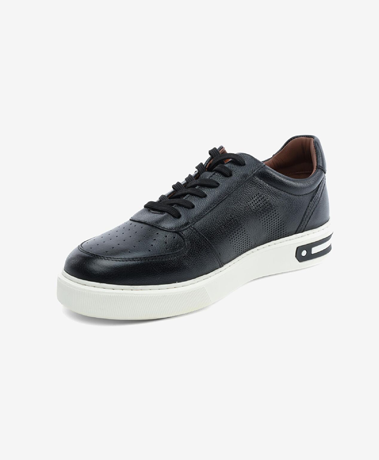 Büyük Beden Erkek Siyah Hakiki Deri Sneaker Ayakkabı - 3
