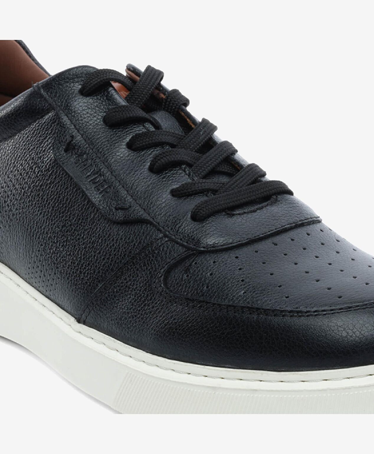 Büyük Beden Erkek Siyah Hakiki Deri Sneaker Ayakkabı - 5