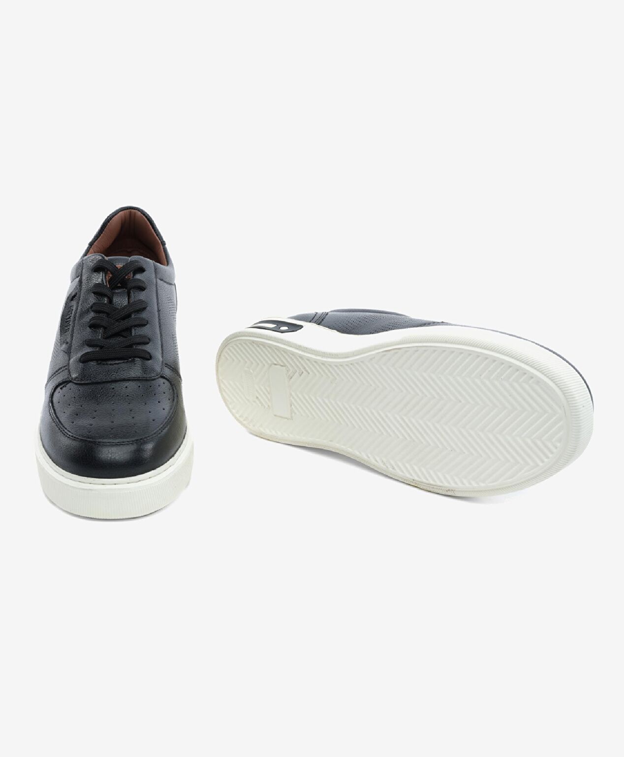 Büyük Beden Erkek Siyah Hakiki Deri Sneaker Ayakkabı - 6