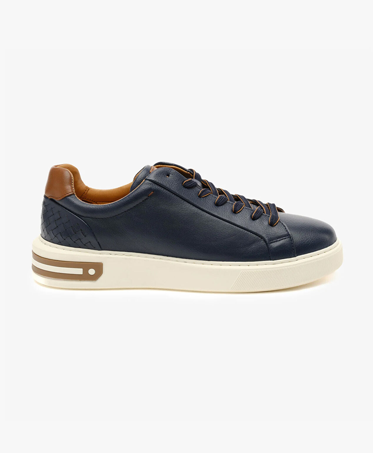 Erkek Lacivert Hakiki Deri Sneaker Ayakkabı - 1