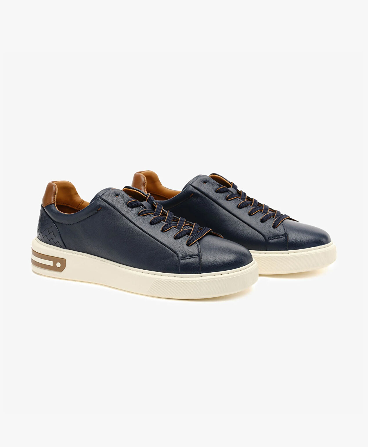 Erkek Lacivert Hakiki Deri Sneaker Ayakkabı - 3