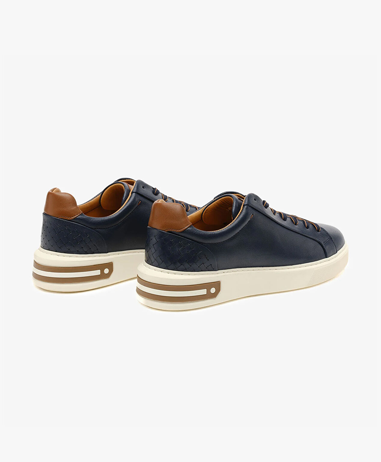 Erkek Lacivert Hakiki Deri Sneaker Ayakkabı - 4