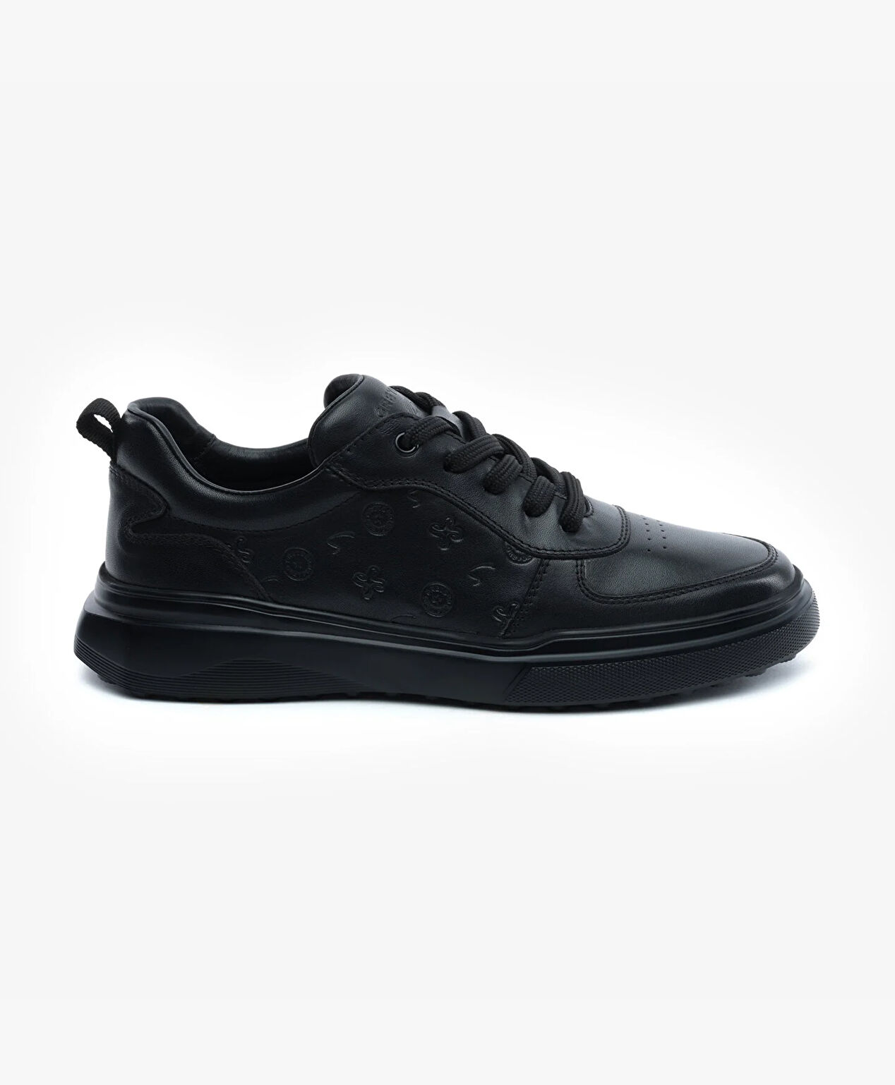 Erkek Siyah Hakiki Deri Sneaker Ayakkabı - 1