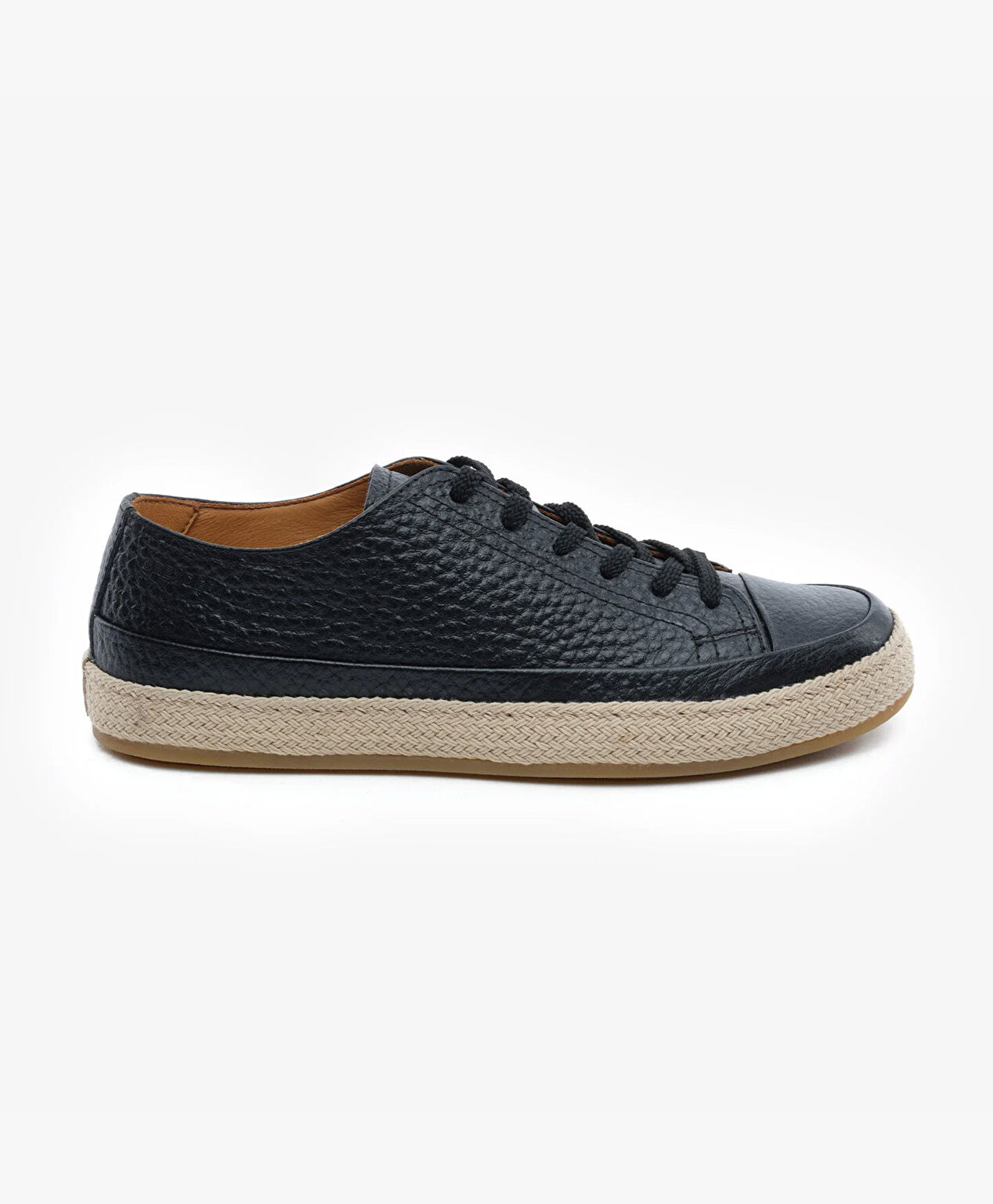 Erkek Siyah Hakiki Deri Sneaker Ayakkabı - 1