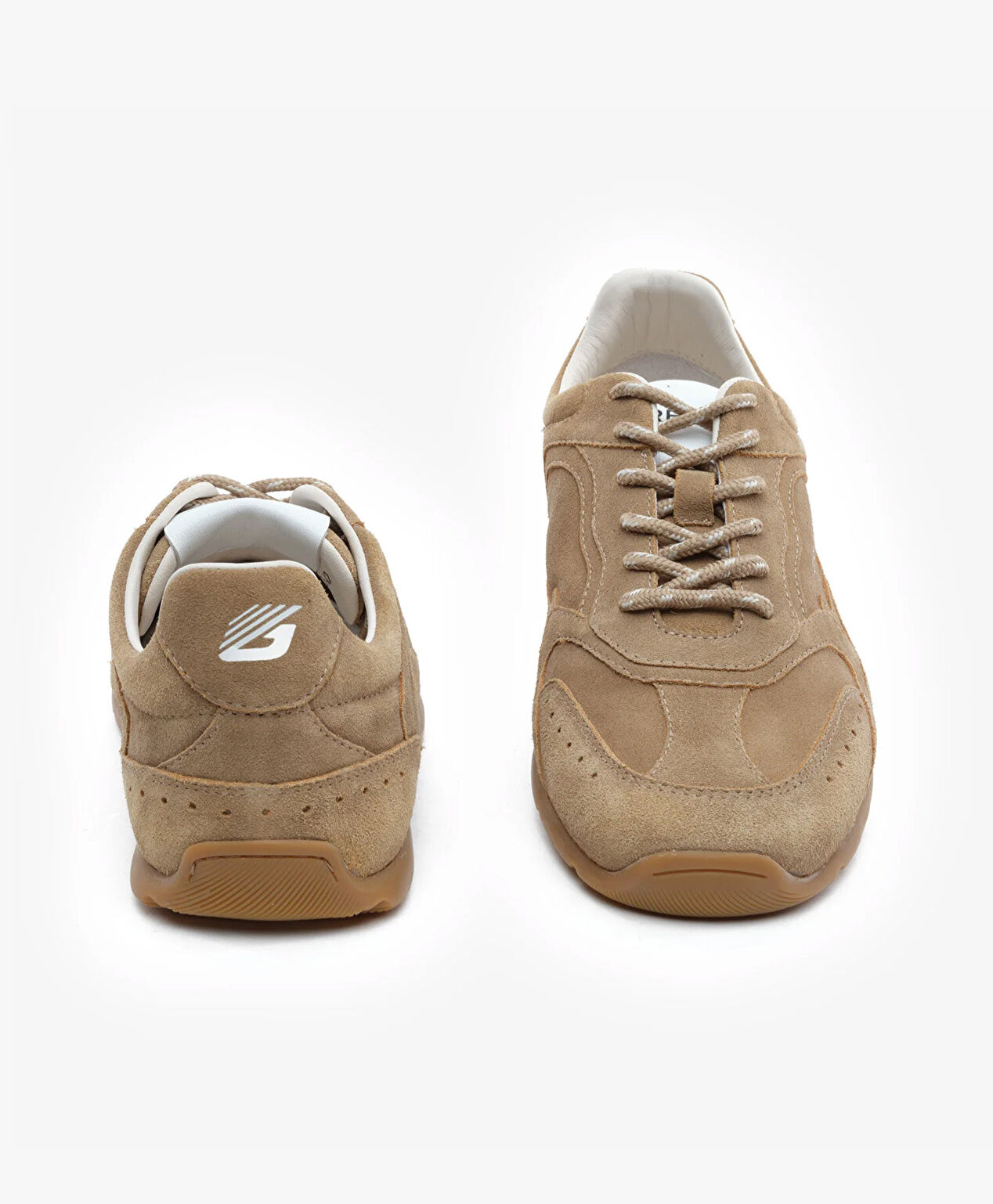 Erkek Ekru Hakiki Deri Sneaker Ayakkabı - 7