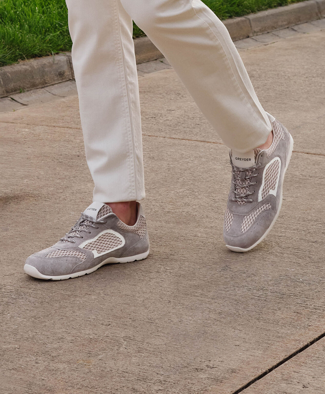 Erkek Açık Gri Hakiki Deri Sneaker Ayakkabı - 9