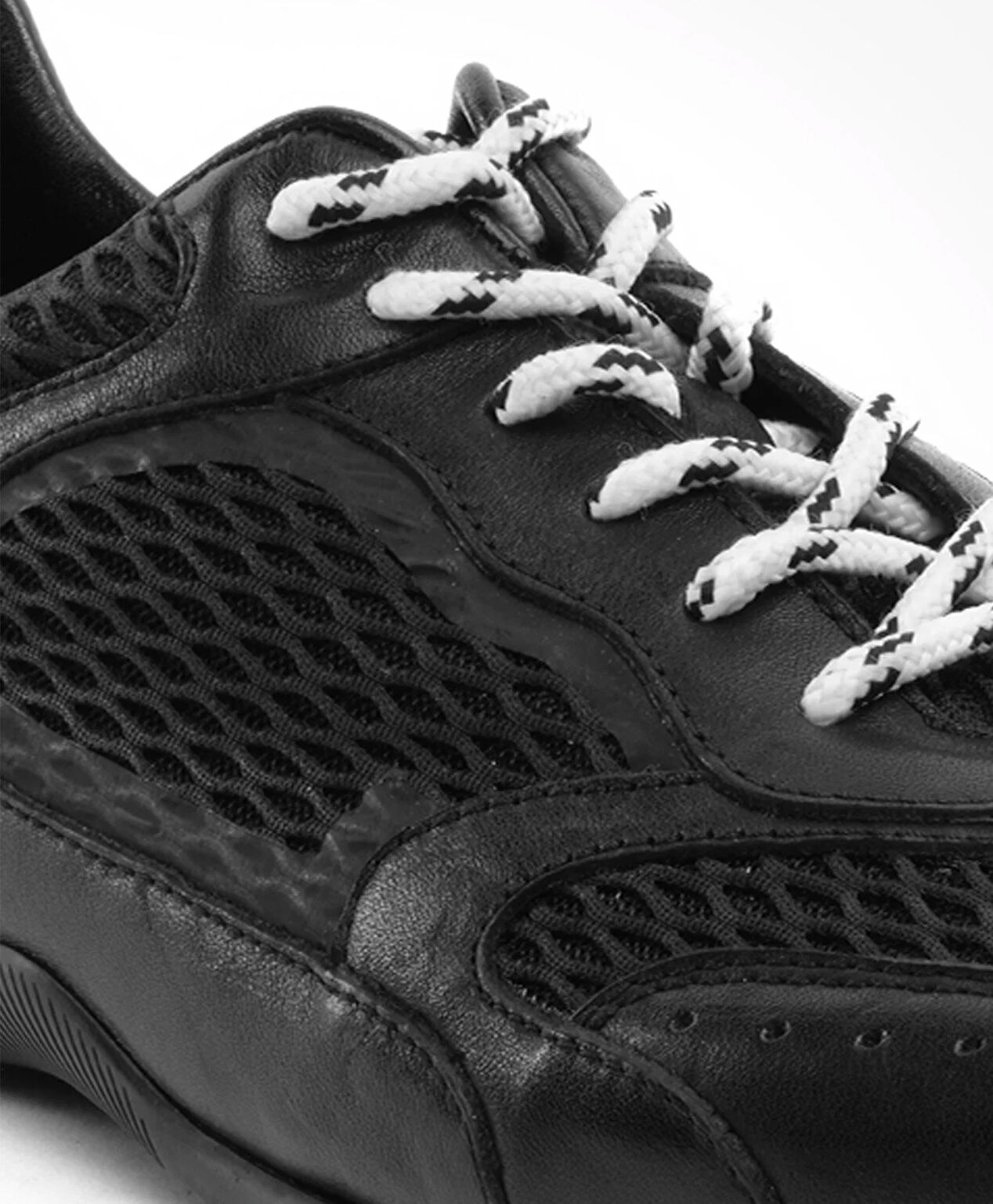 Erkek Siyah Hakiki Deri Sneaker Ayakkabı - 5