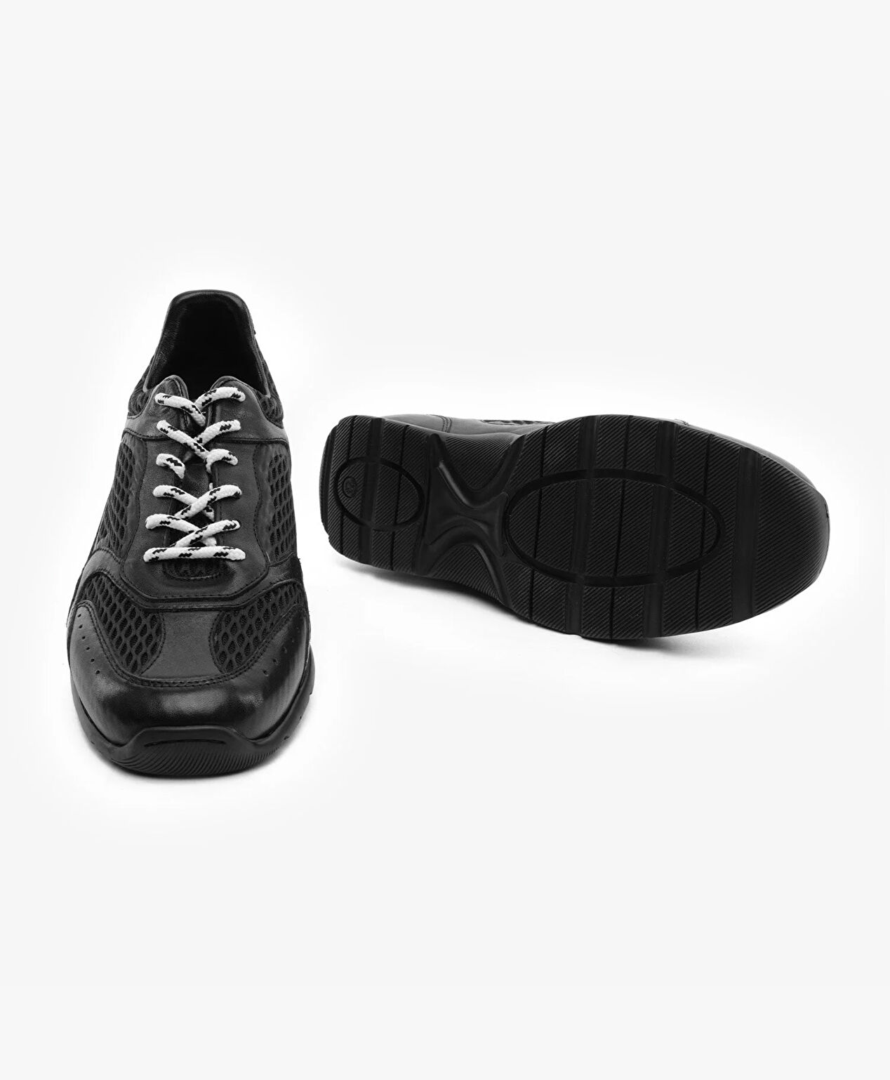 Erkek Siyah Hakiki Deri Sneaker Ayakkabı - 6