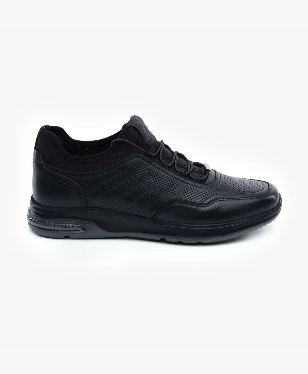 Erkek Siyah Hakiki Deri Sneaker Ayakkabı - 1