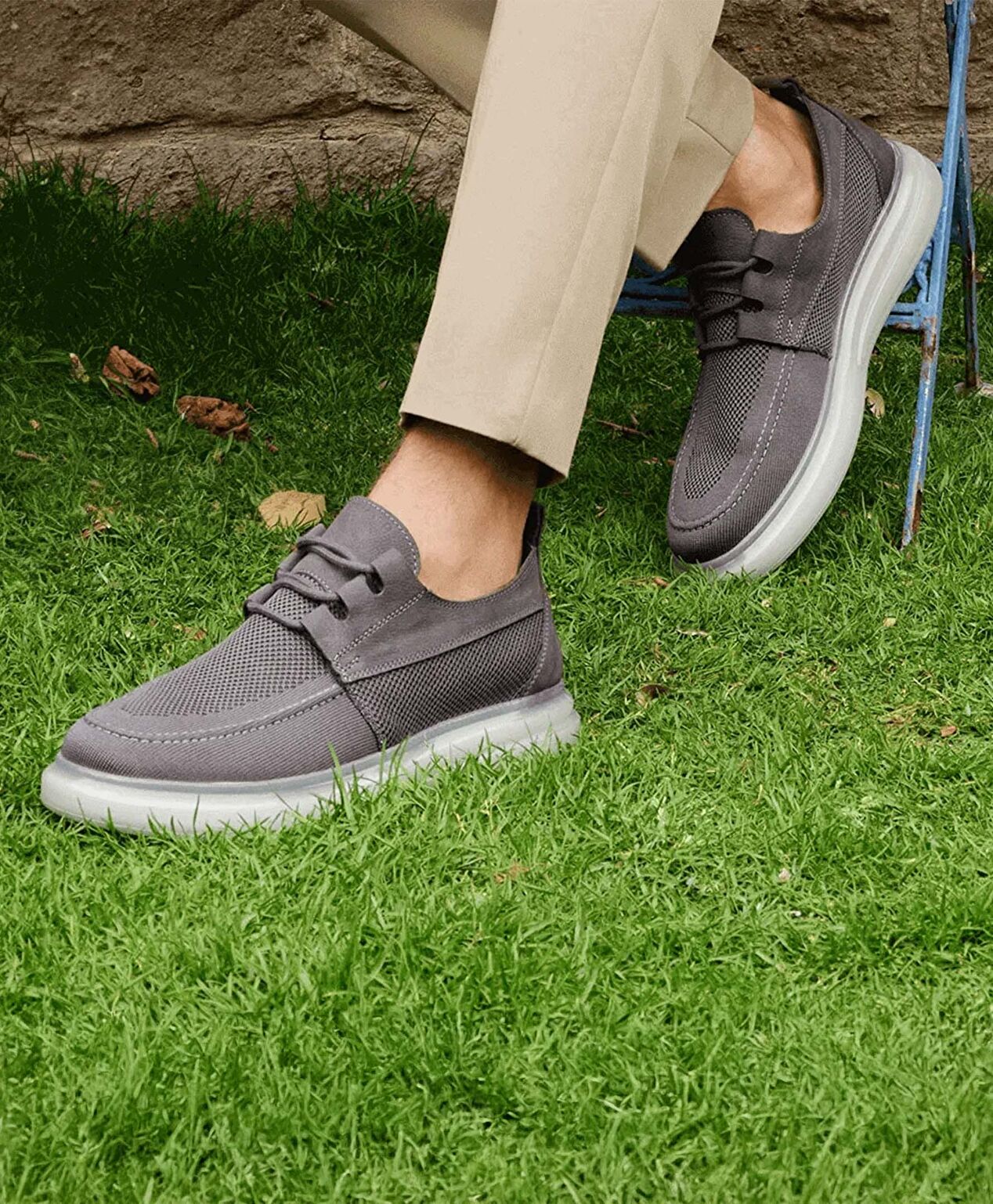 Erkek Füme Hakiki Deri Sneaker Ayakkabı - 3