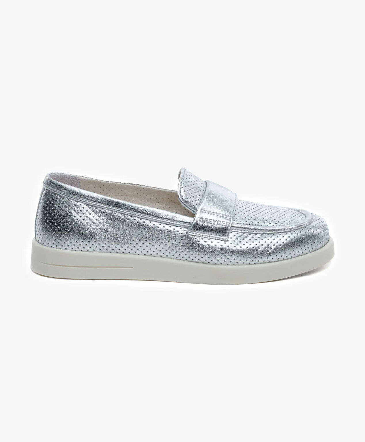 Kadın Gümüş Hakiki Deri Loafer Ayakkabı - 1