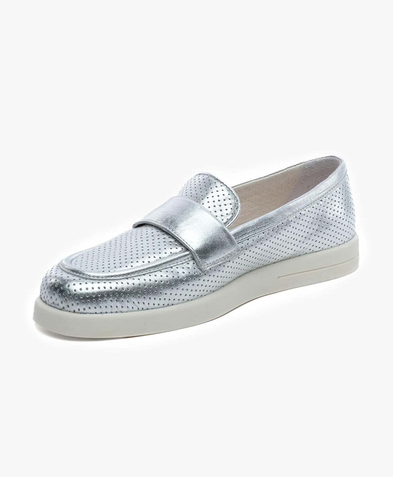 Kadın Gümüş Hakiki Deri Loafer Ayakkabı - 3
