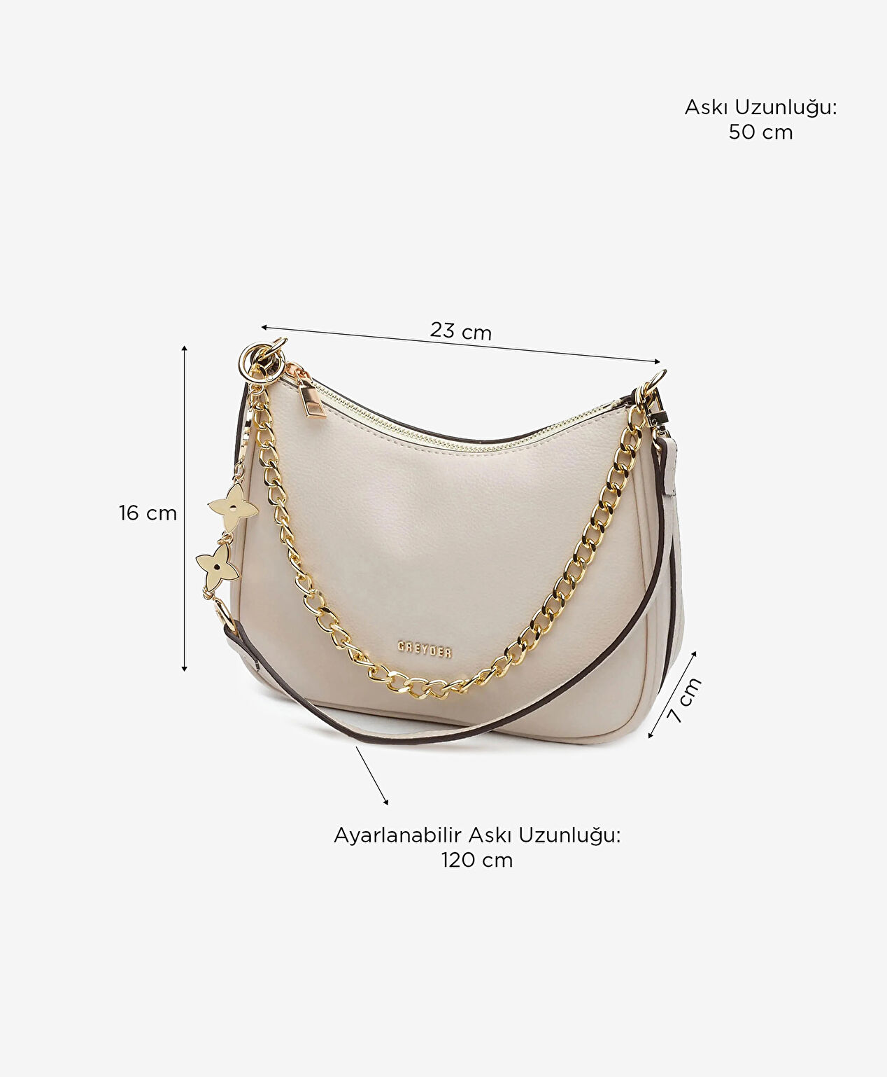 Kadın Krem Omuz Çantası - 6