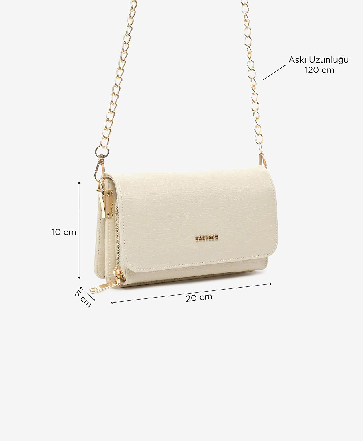 Kadın Krem Omuz Çantası - 6