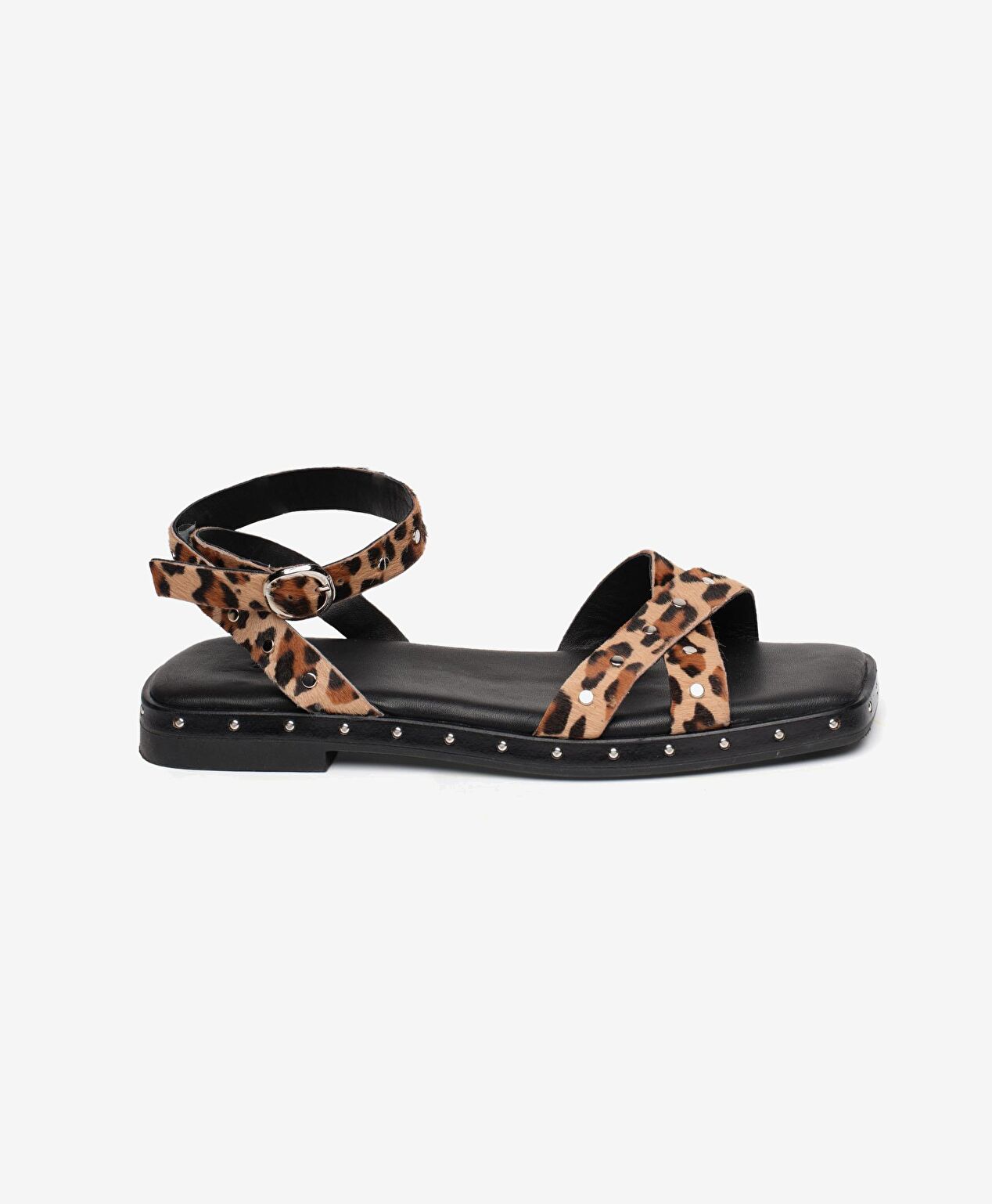 Kadın Leopar Hakiki Deri Sandalet - 2