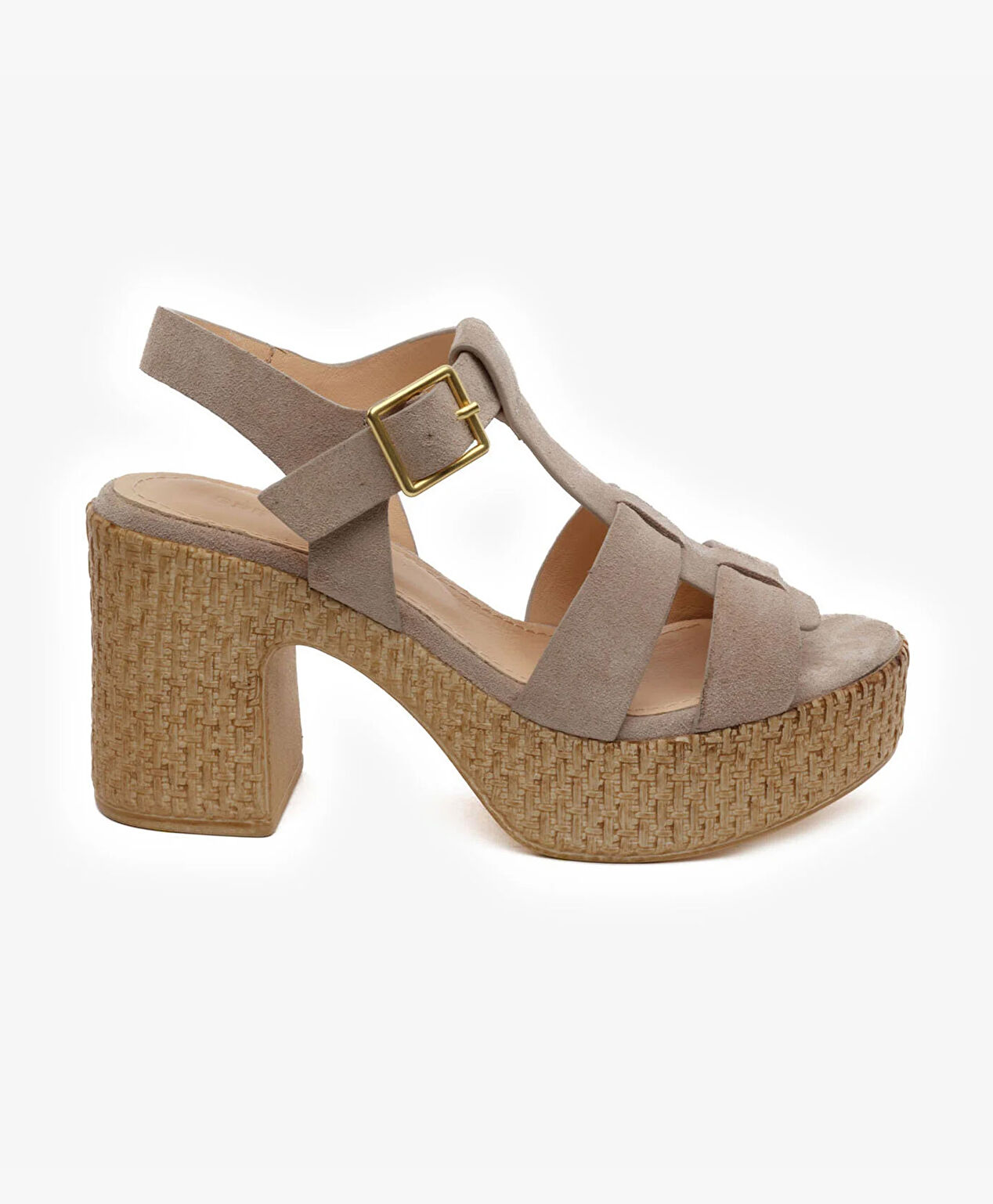 Kadın Bej Süet Hakiki Deri Sandalet - 1
