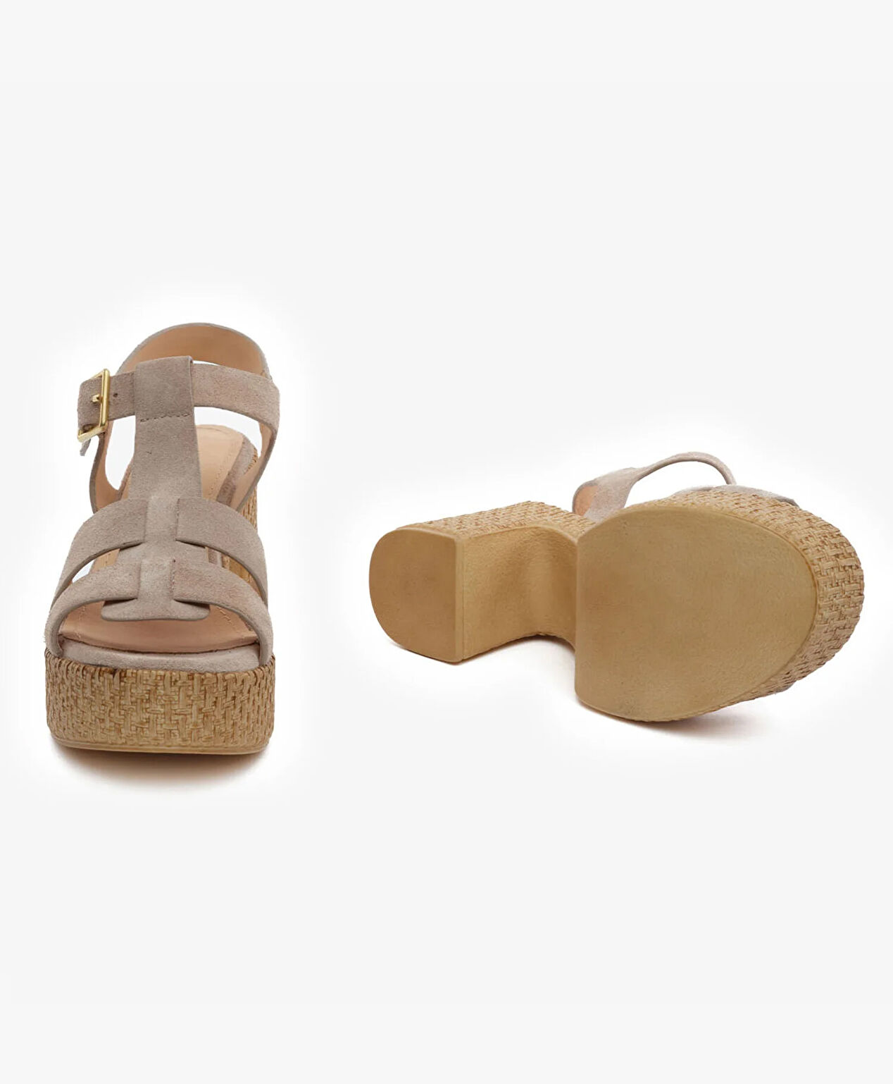 Kadın Bej Süet Hakiki Deri Sandalet - 6