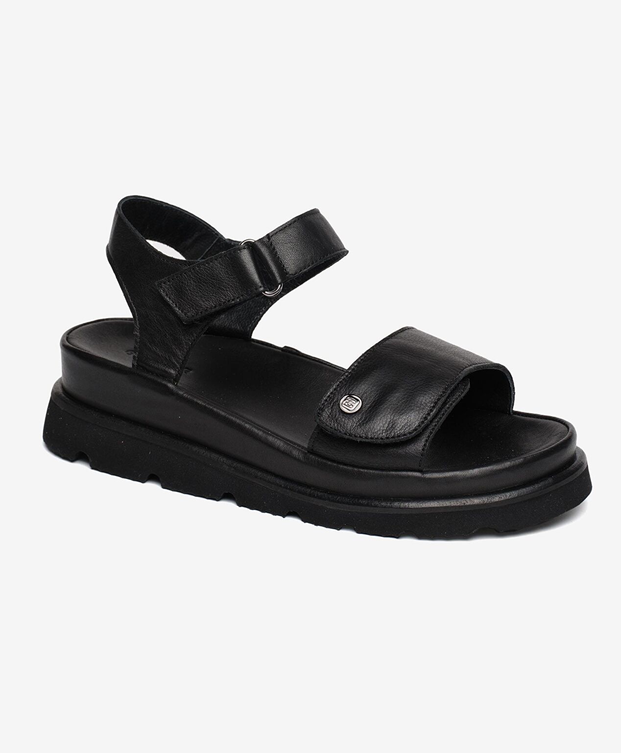 Kadın Siyah Hakiki Deri Sandalet - 2