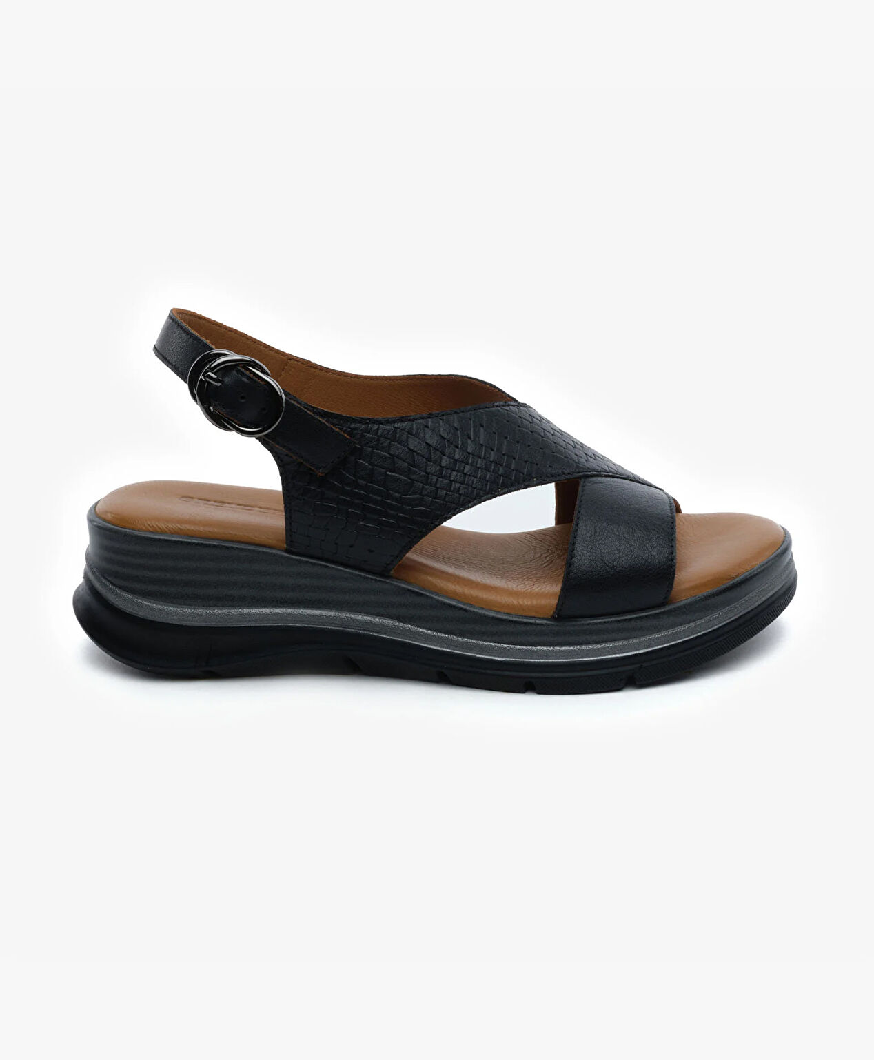 Kadın Siyah Hakiki Deri Sandalet - 1