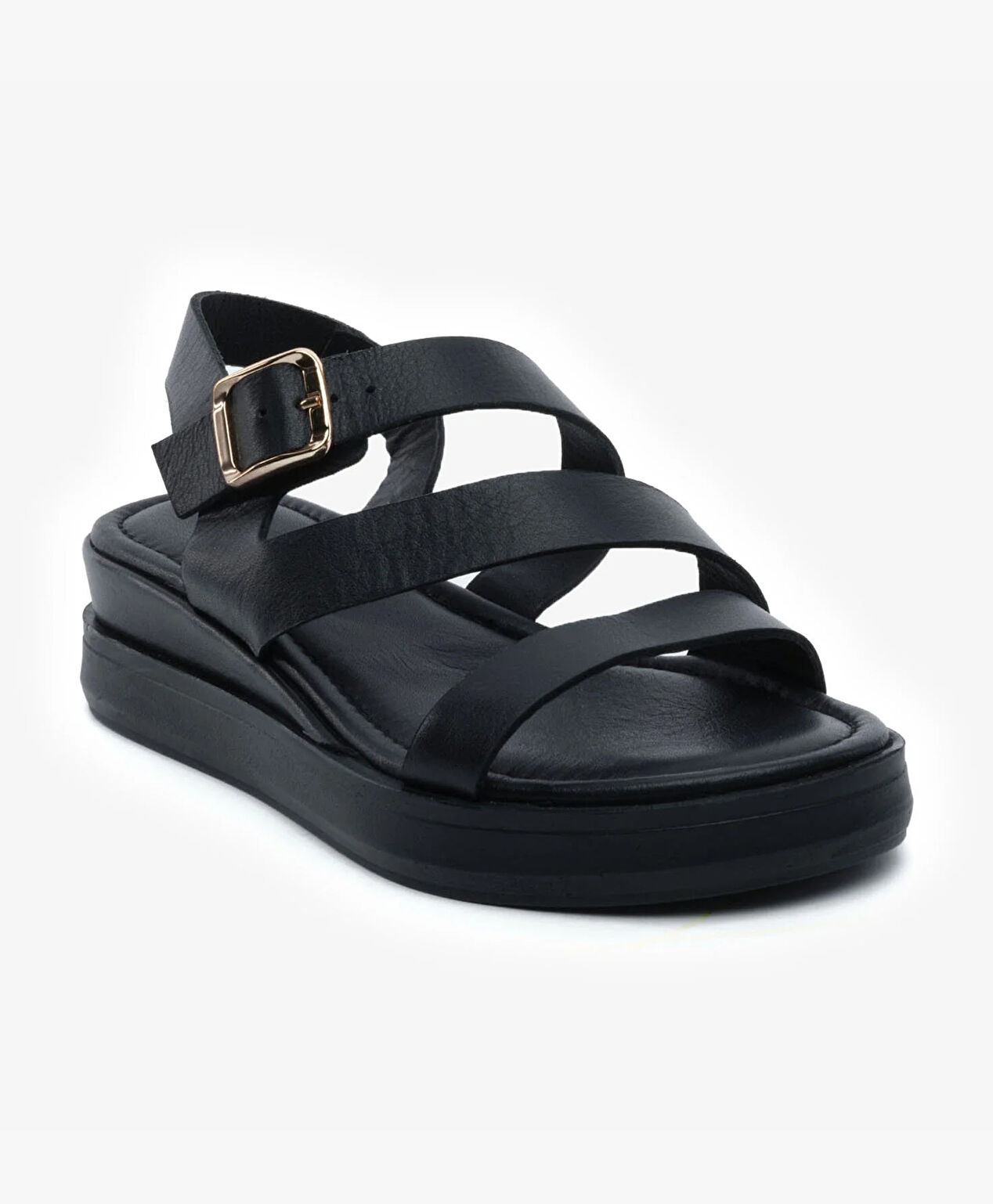 Kadın Siyah Hakiki Deri Sandalet - 2