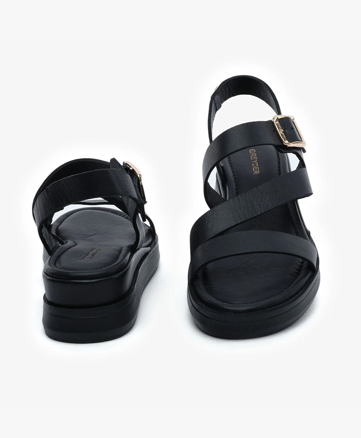 Kadın Siyah Hakiki Deri Sandalet - 7