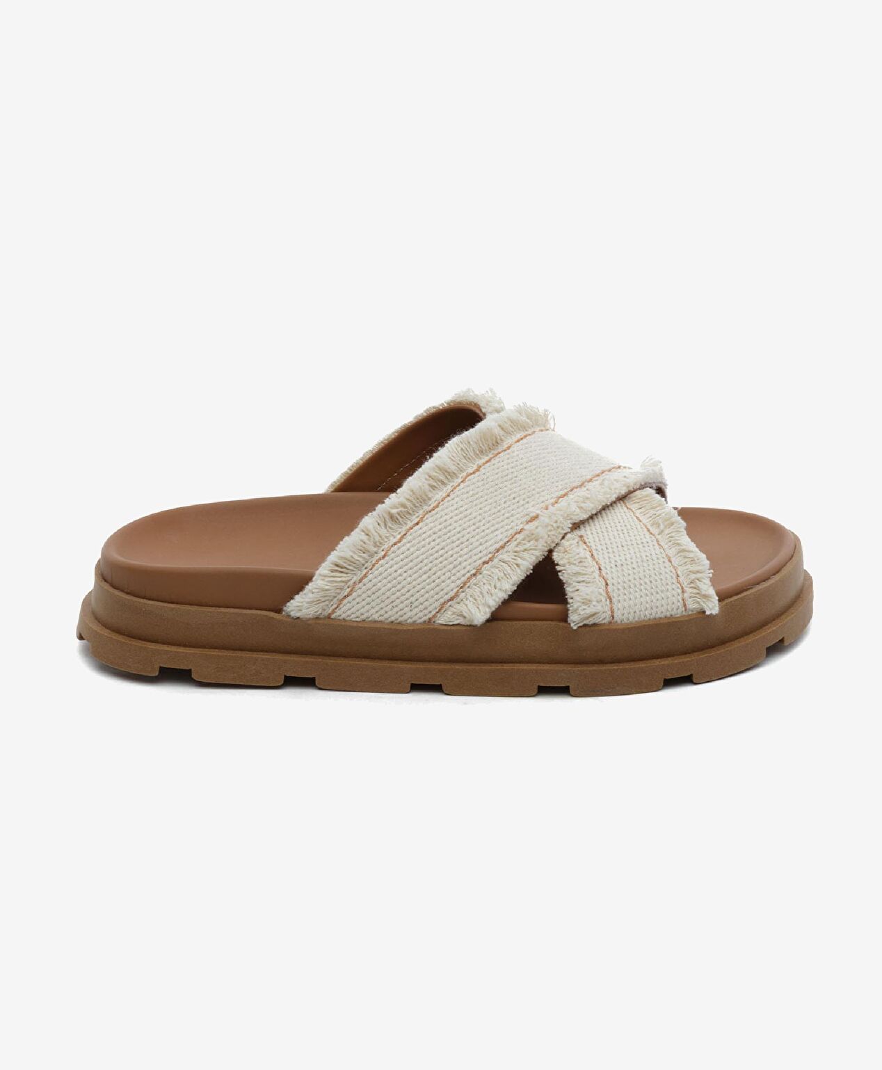 Kadın Ekru Taba Hakiki Deri Terlik - 1