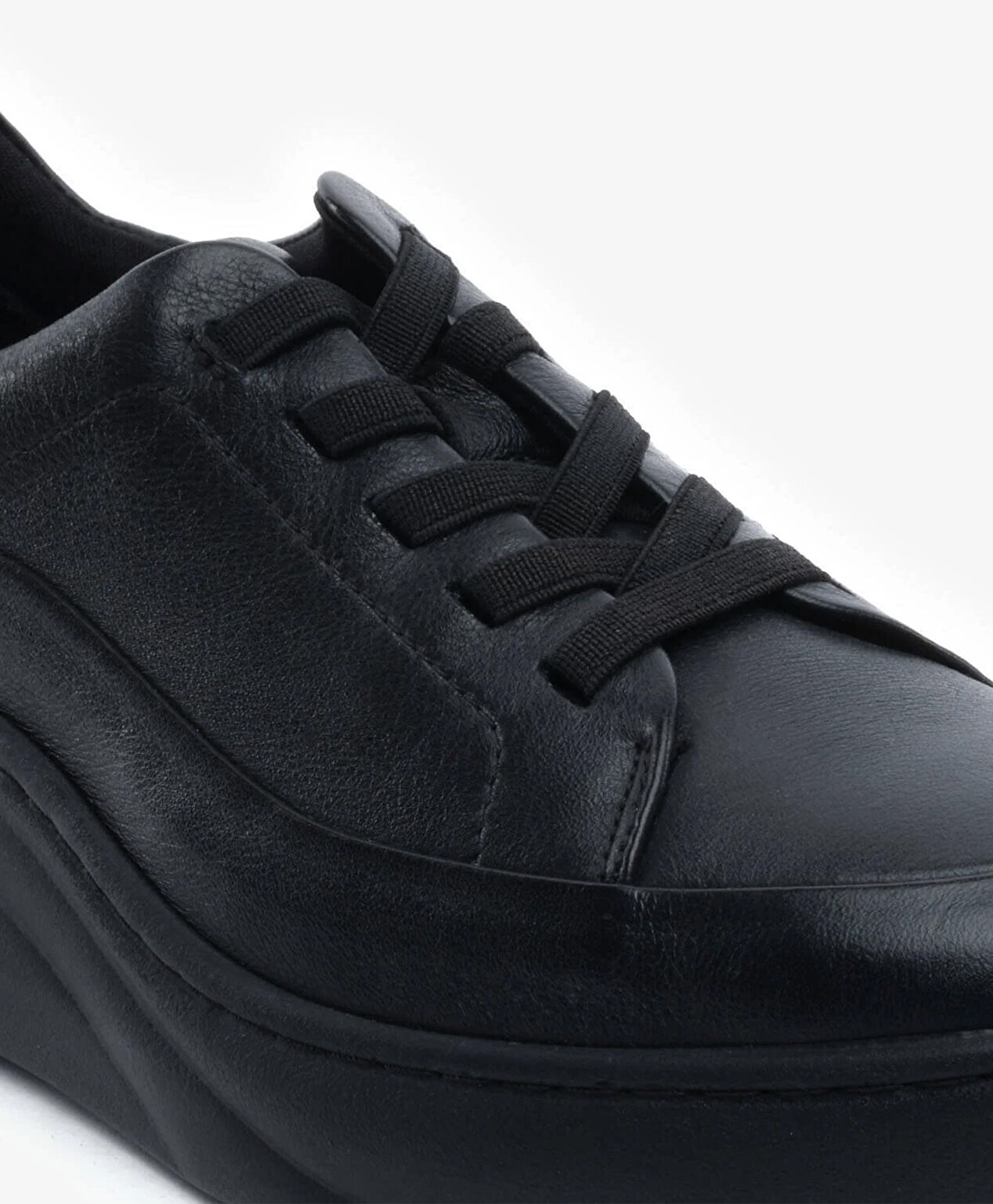 Kadın Siyah Hakiki Deri Sneaker Ayakkabı - 5