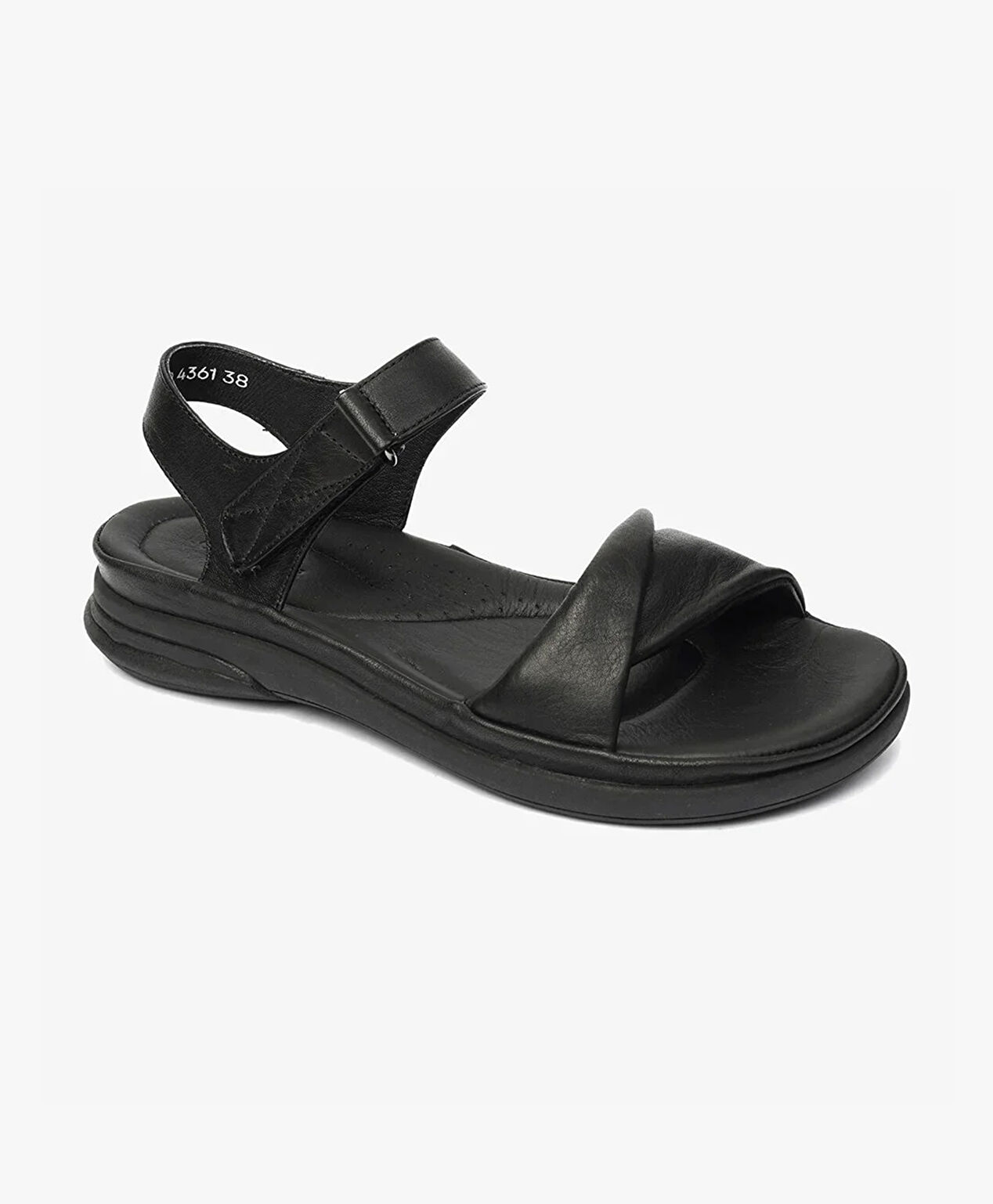 Kadın Siyah Hakiki Deri Sandalet - 2