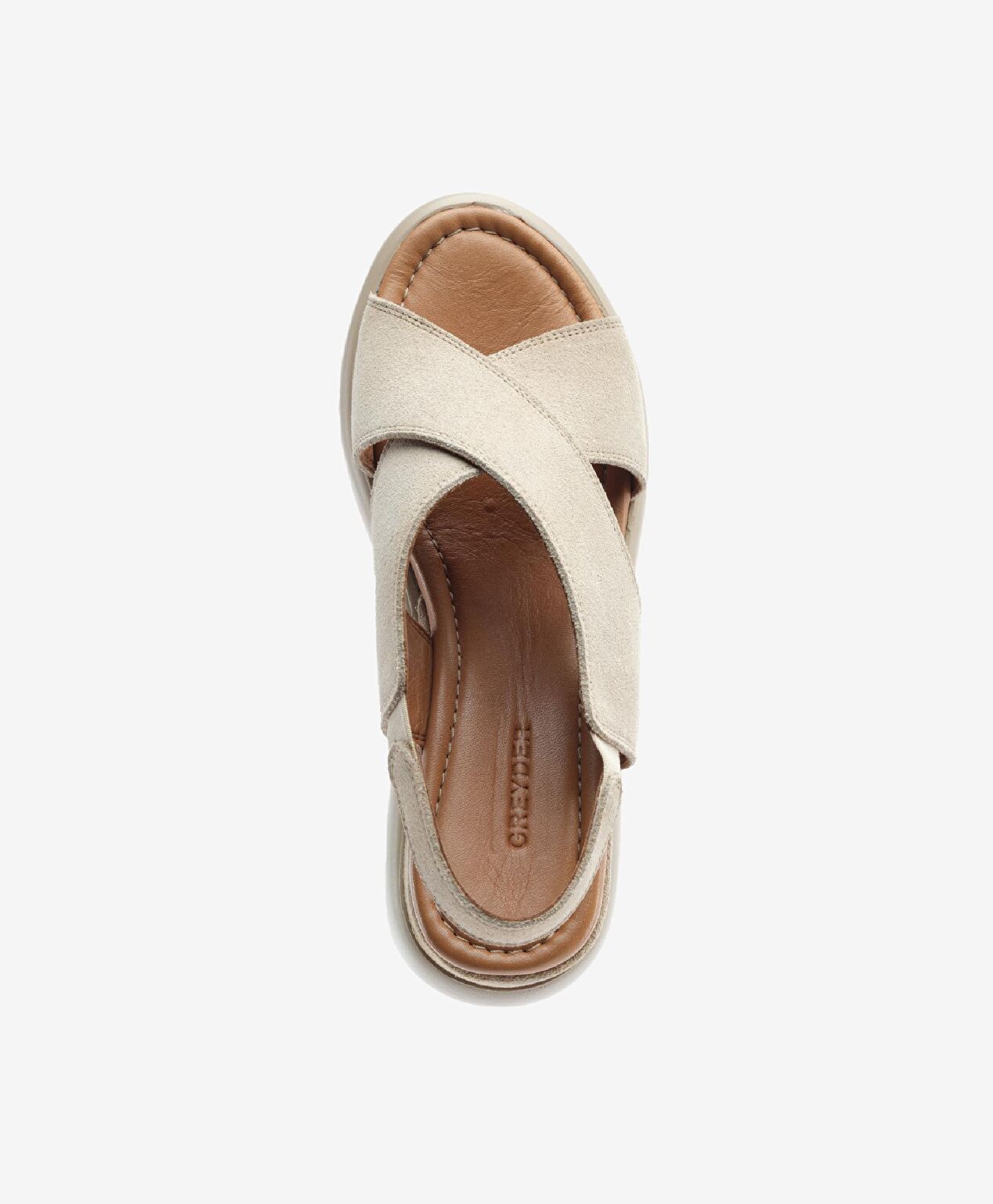 Kadın Bej Süet Hakiki Deri Comfort Sandalet - 4