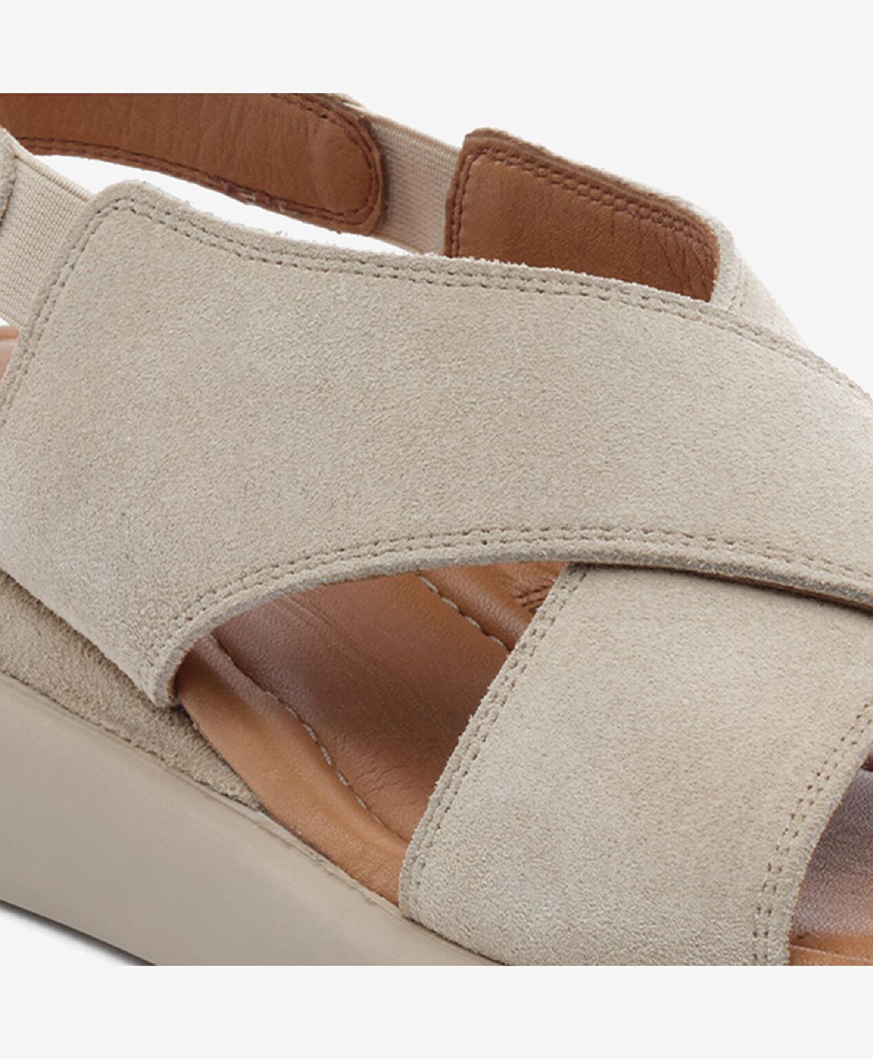 Kadın Bej Süet Hakiki Deri Comfort Sandalet - 5