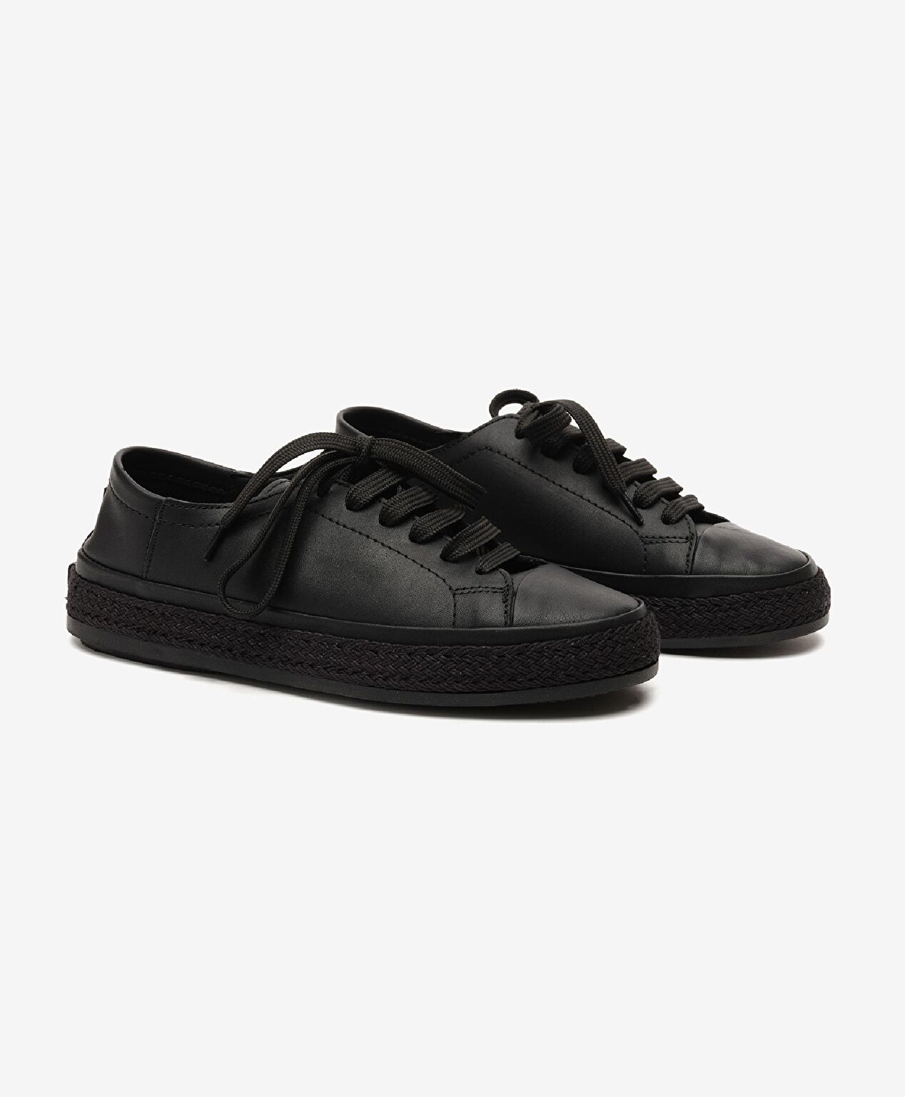 Kadın Siyah Hakiki Deri Sneaker Ayakkabı - 3