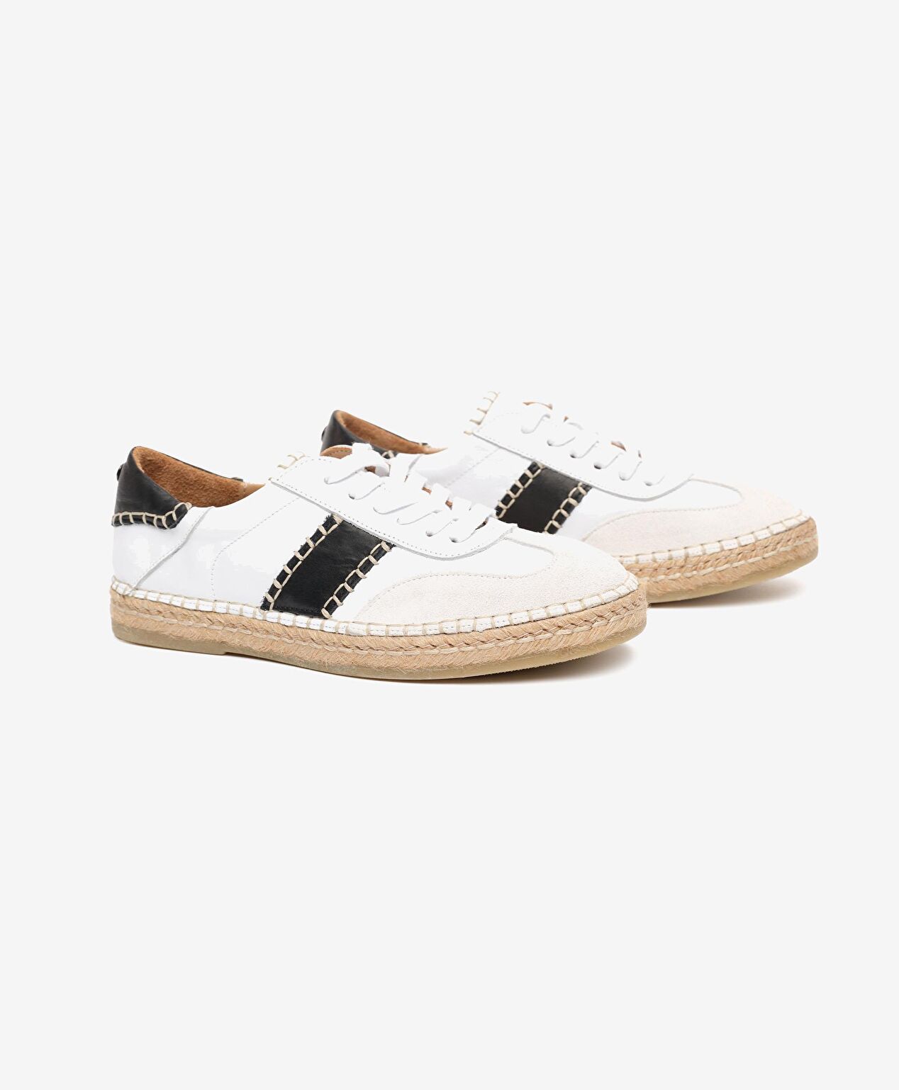 Kadın Bej Süet Beyaz Hakiki Deri Sneaker Ayakkabı - 3