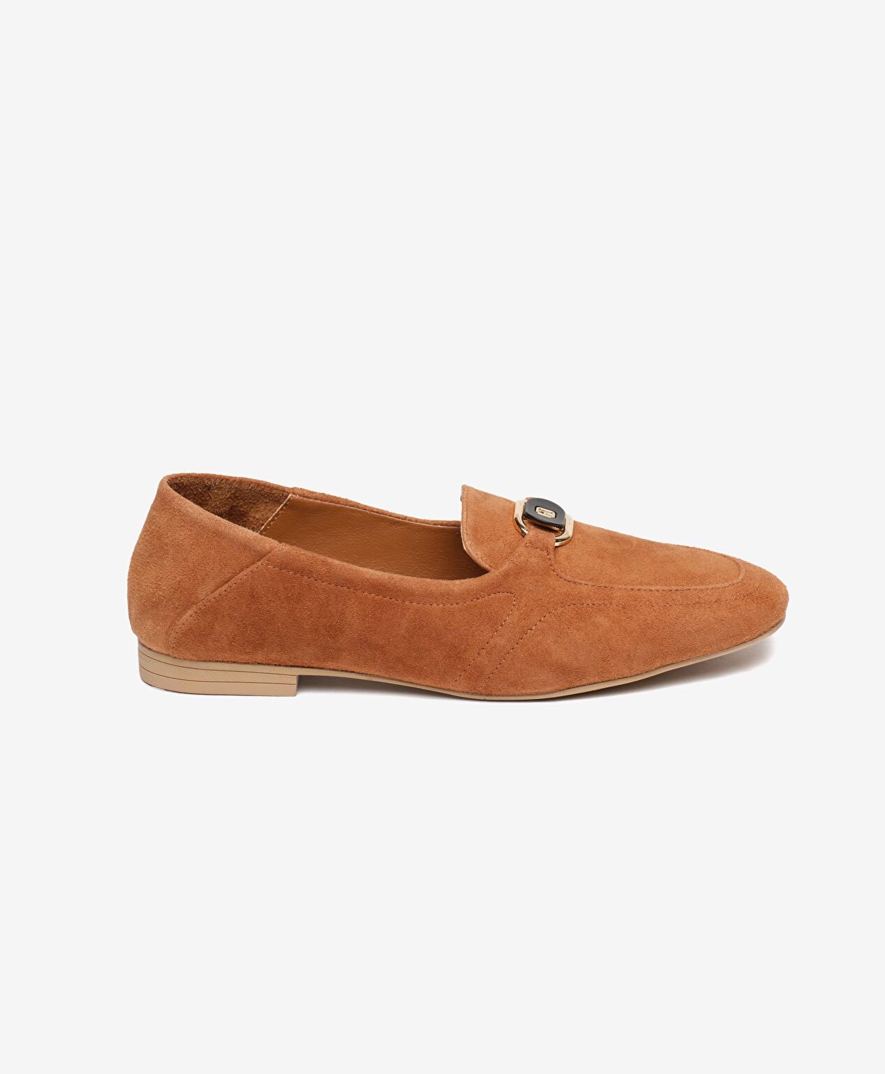 Kadın Sigaro Süet Hakiki Deri Loafer Ayakkabı - 1