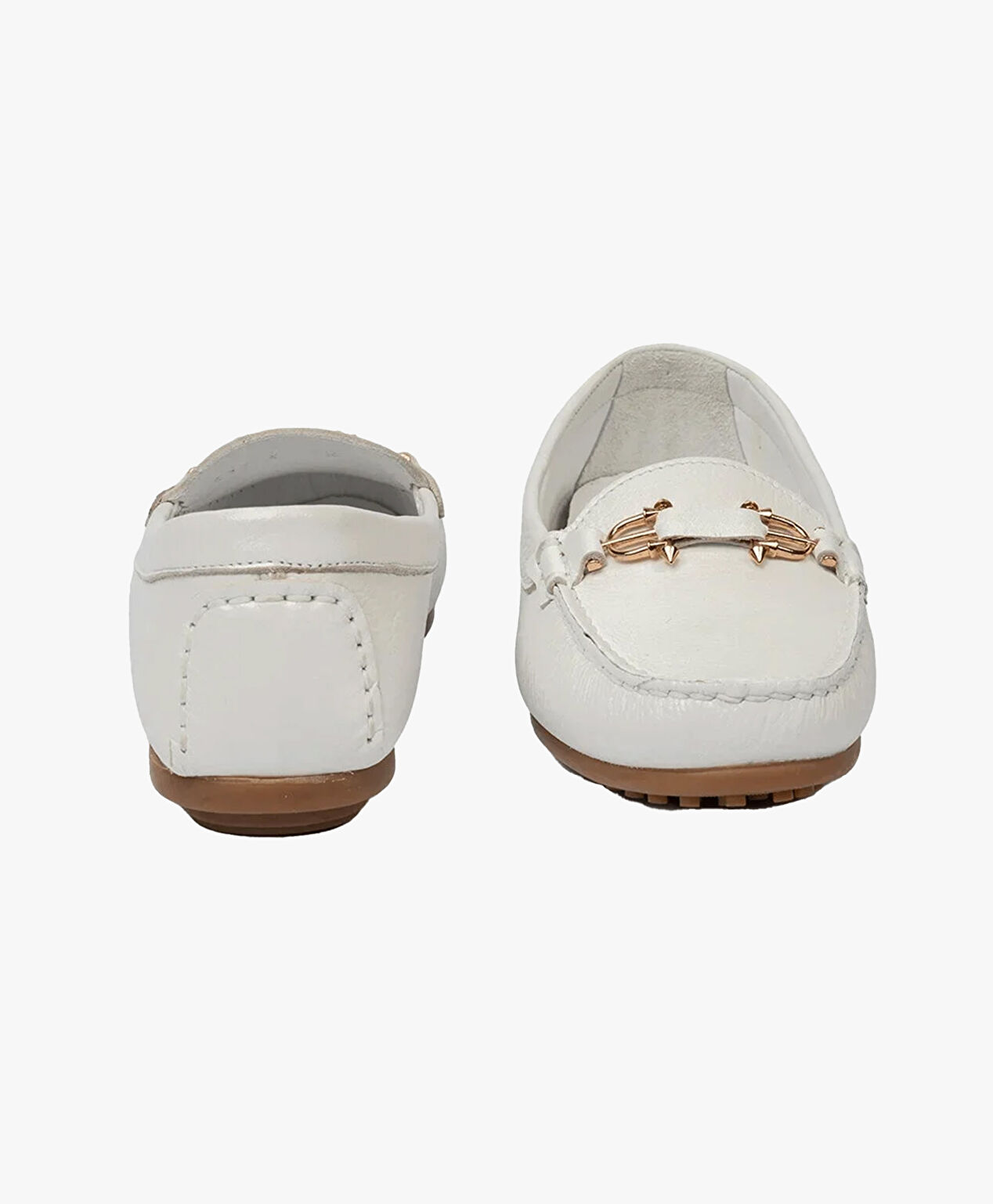 Kadın Kırık Beyaz Hakiki Deri Loafer Ayakkabı - 7